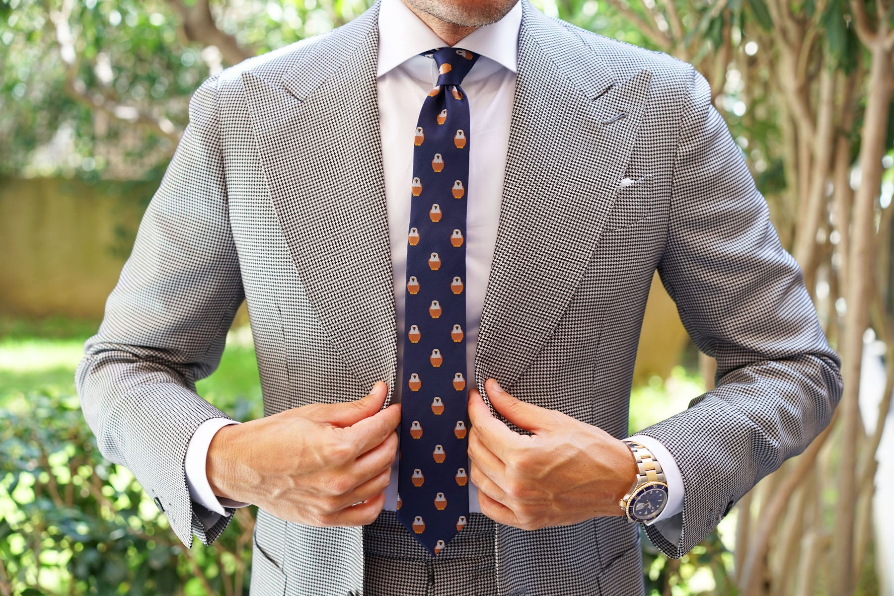 Brown Pigeon Bird Skinny Tie - Image 8