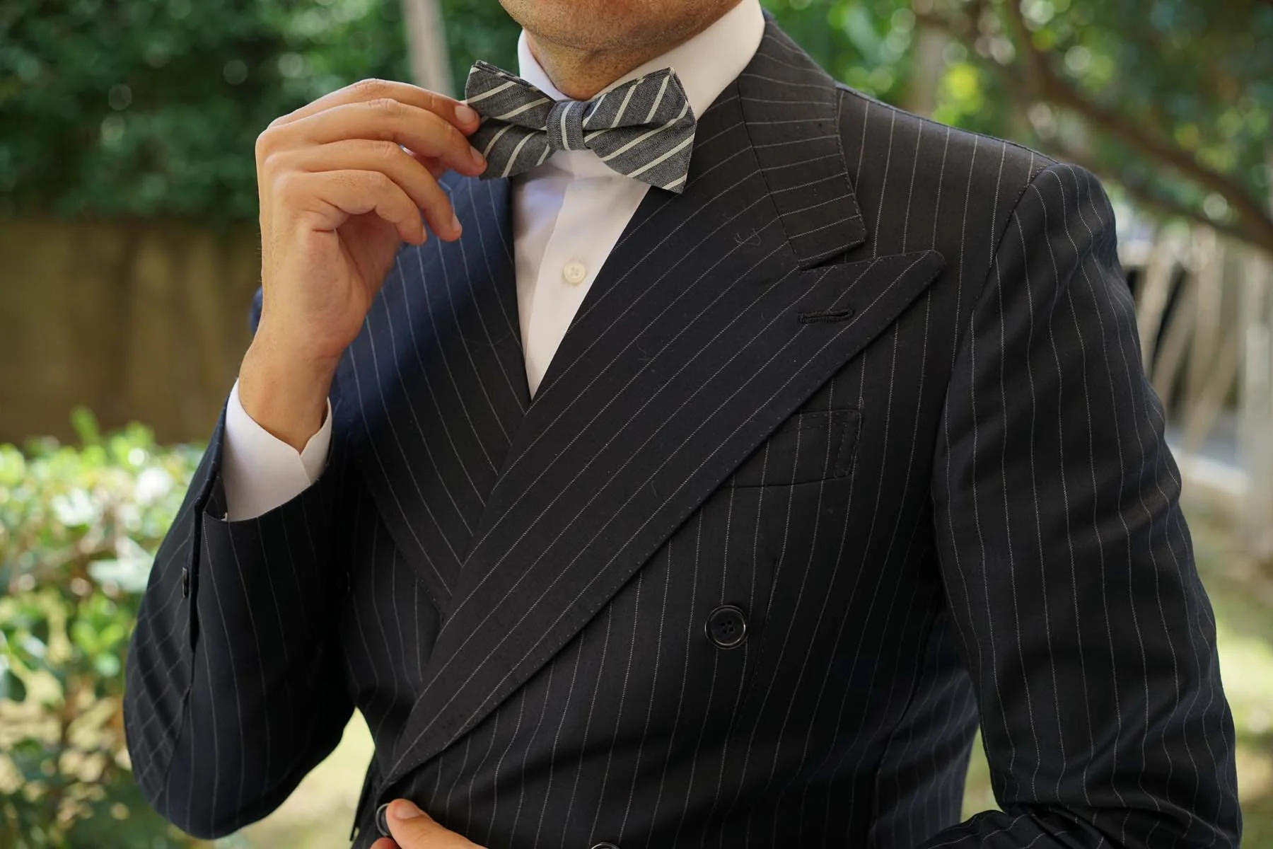 Budapest Pinstripe Bow Tie - Image 3