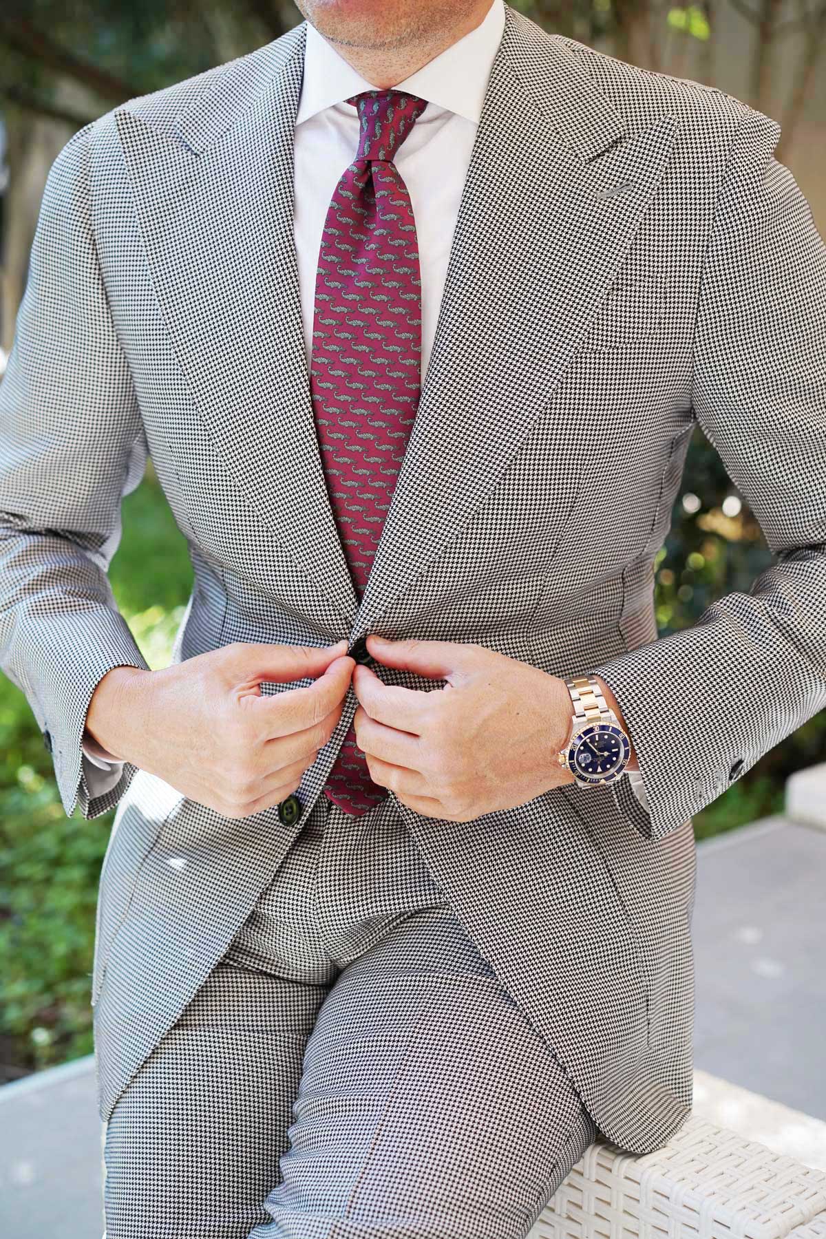 Burgundy Crocodile Dundee Necktie - Image 5