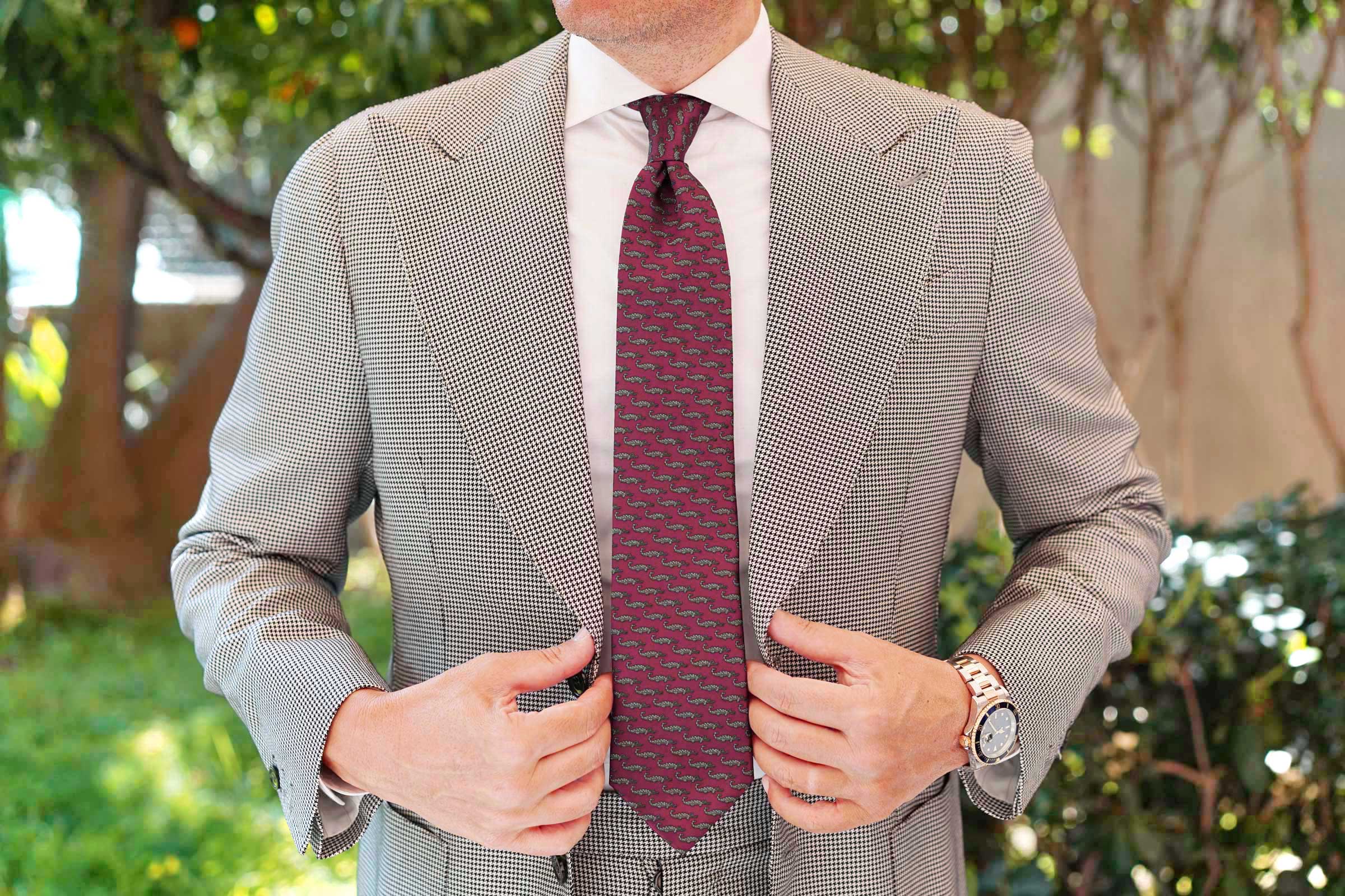 Burgundy Crocodile Dundee Necktie - Image 6
