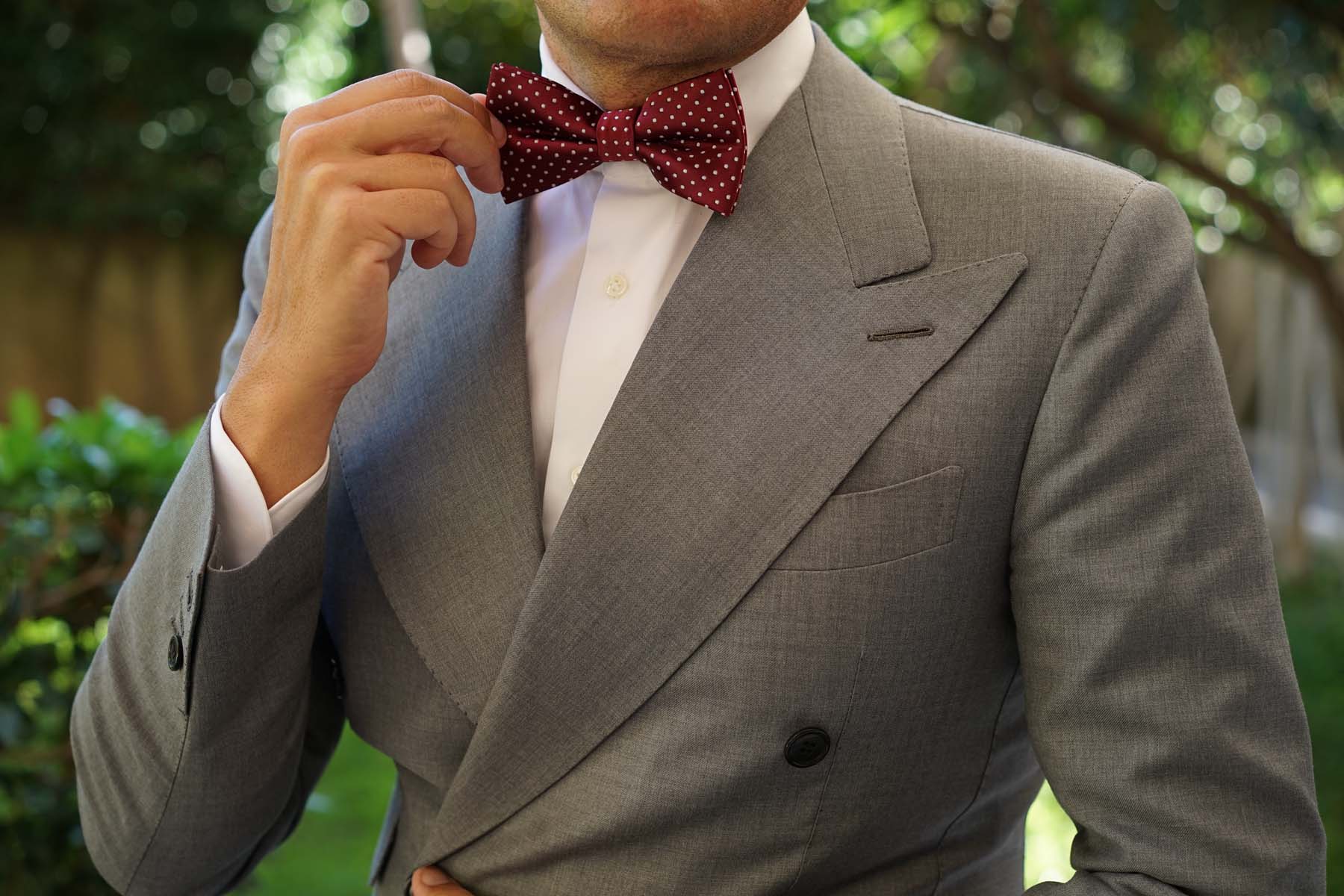 Burgundy Mini Polka Dots Bow Tie - Image 5