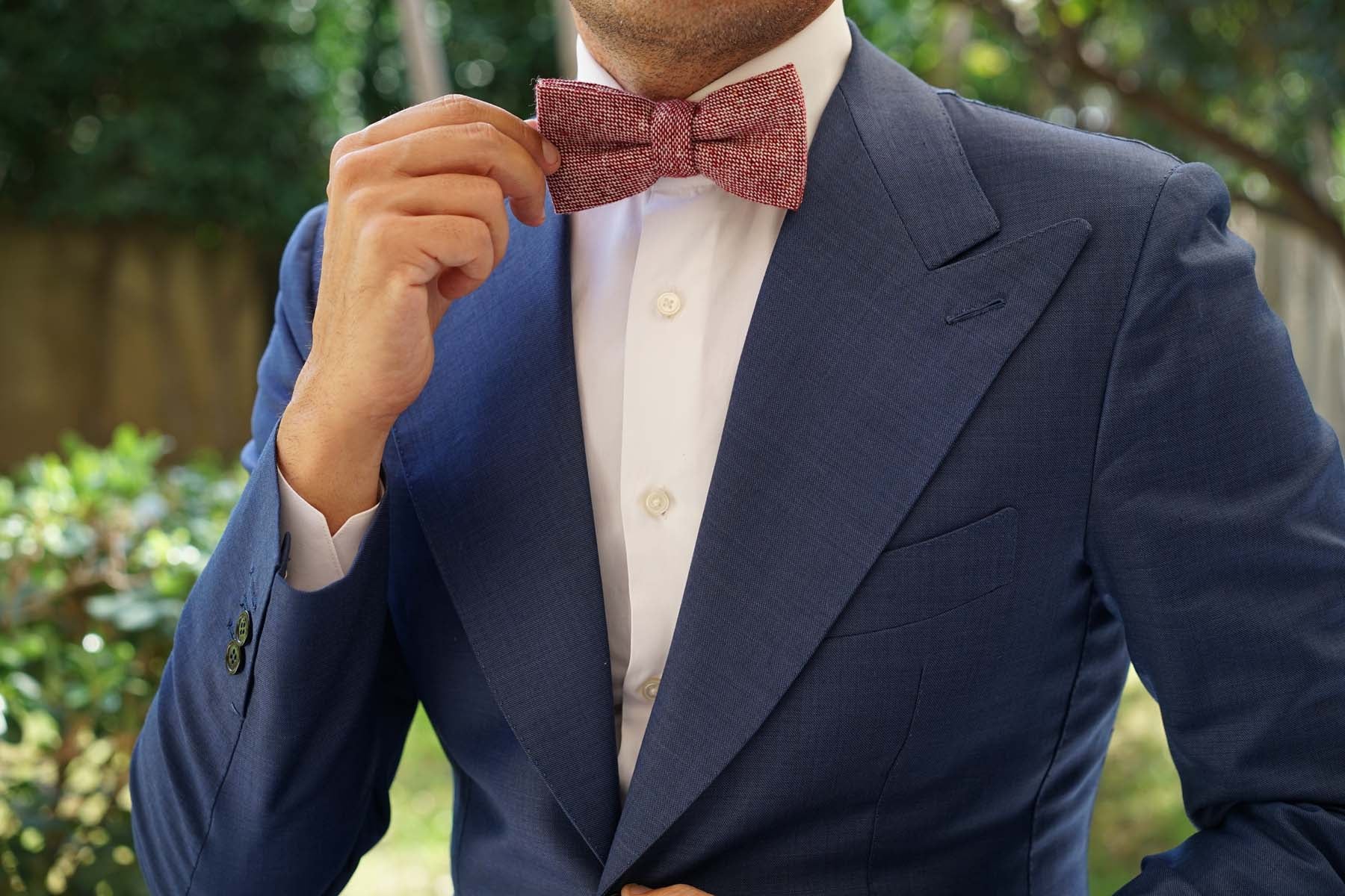 Burgundy Sharkskin Bow Tie - Image 3