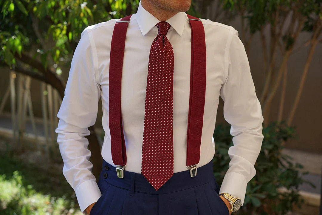 Burgundy Suspender Braces - Image 6