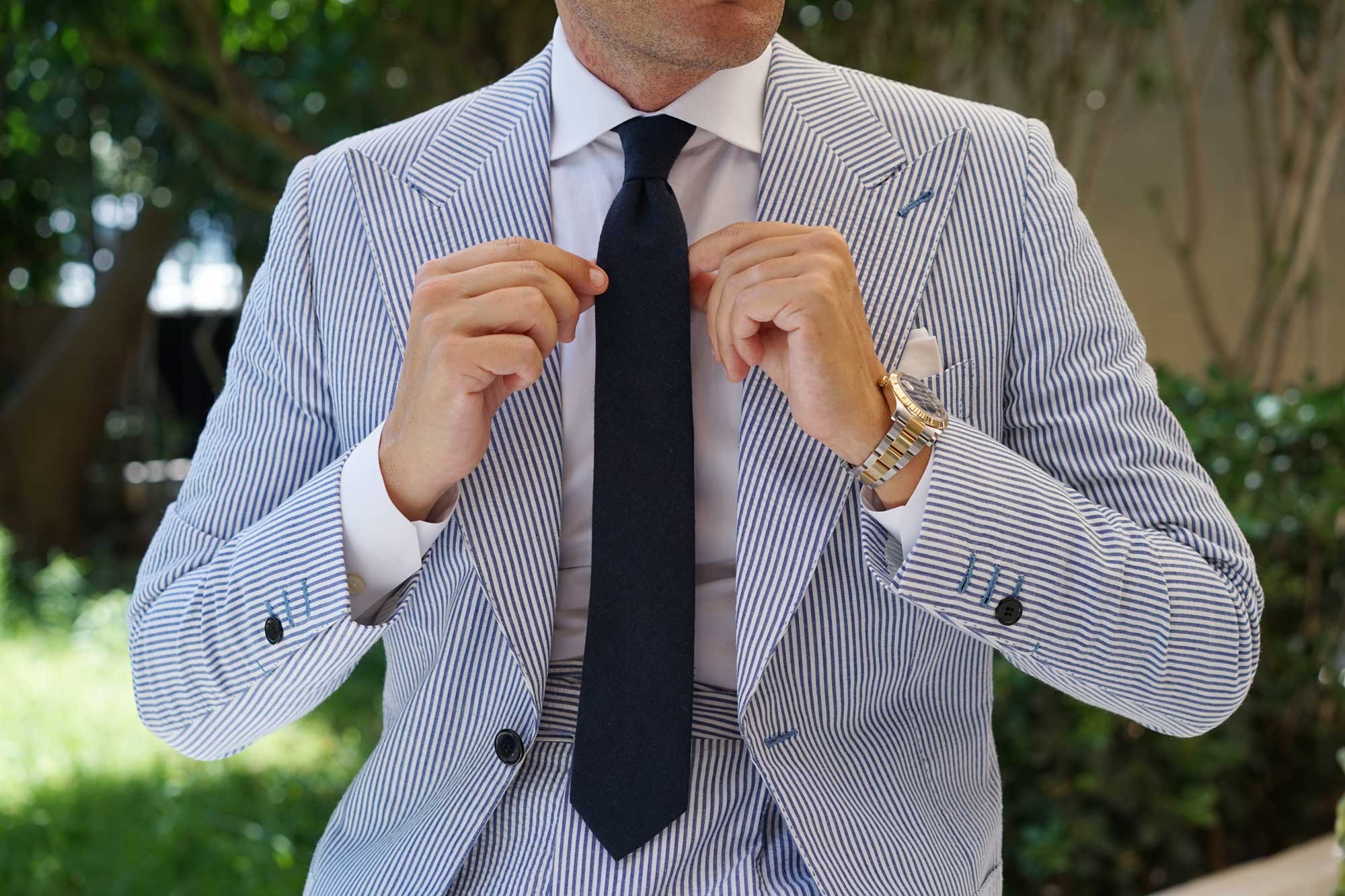 Burnt Boston Navy Blue Skinny Tie - Image 6
