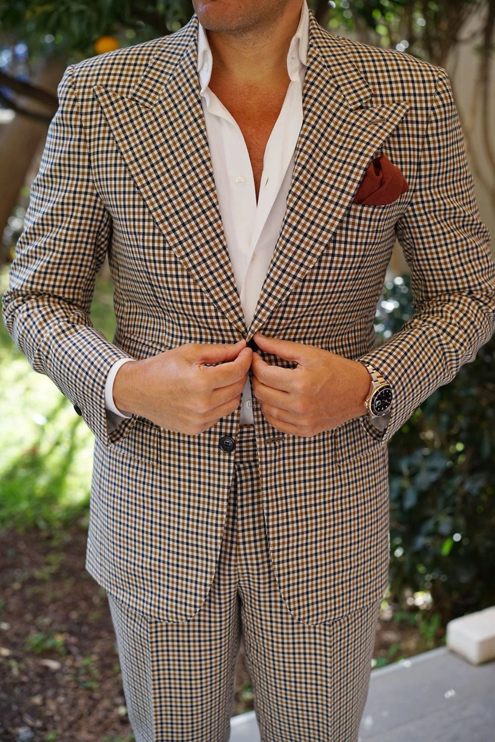Burnt Golden Brown Linen Pocket Square - Image 5