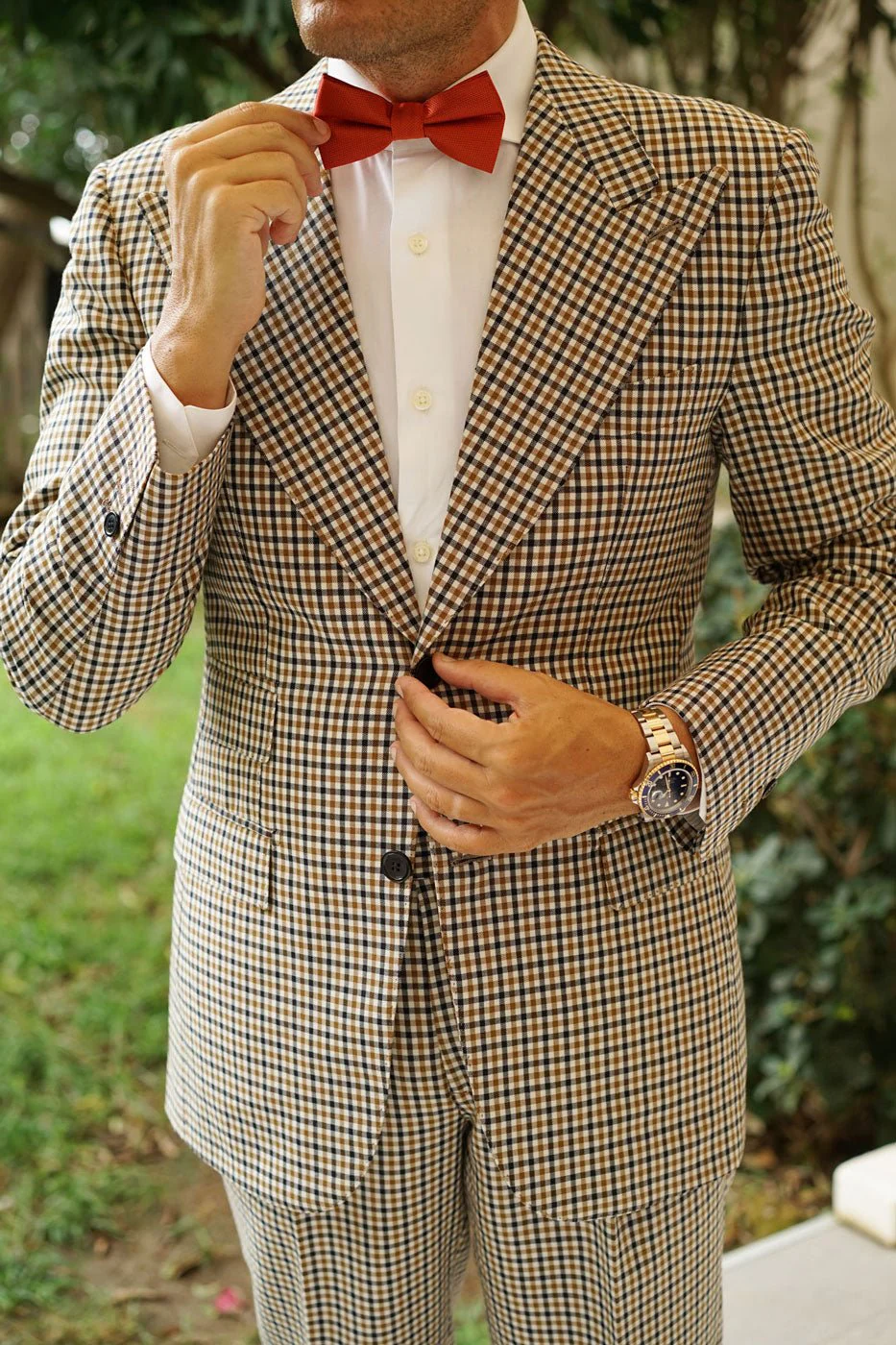 Burnt Orange Rust Weave Bow Tie - Image 8