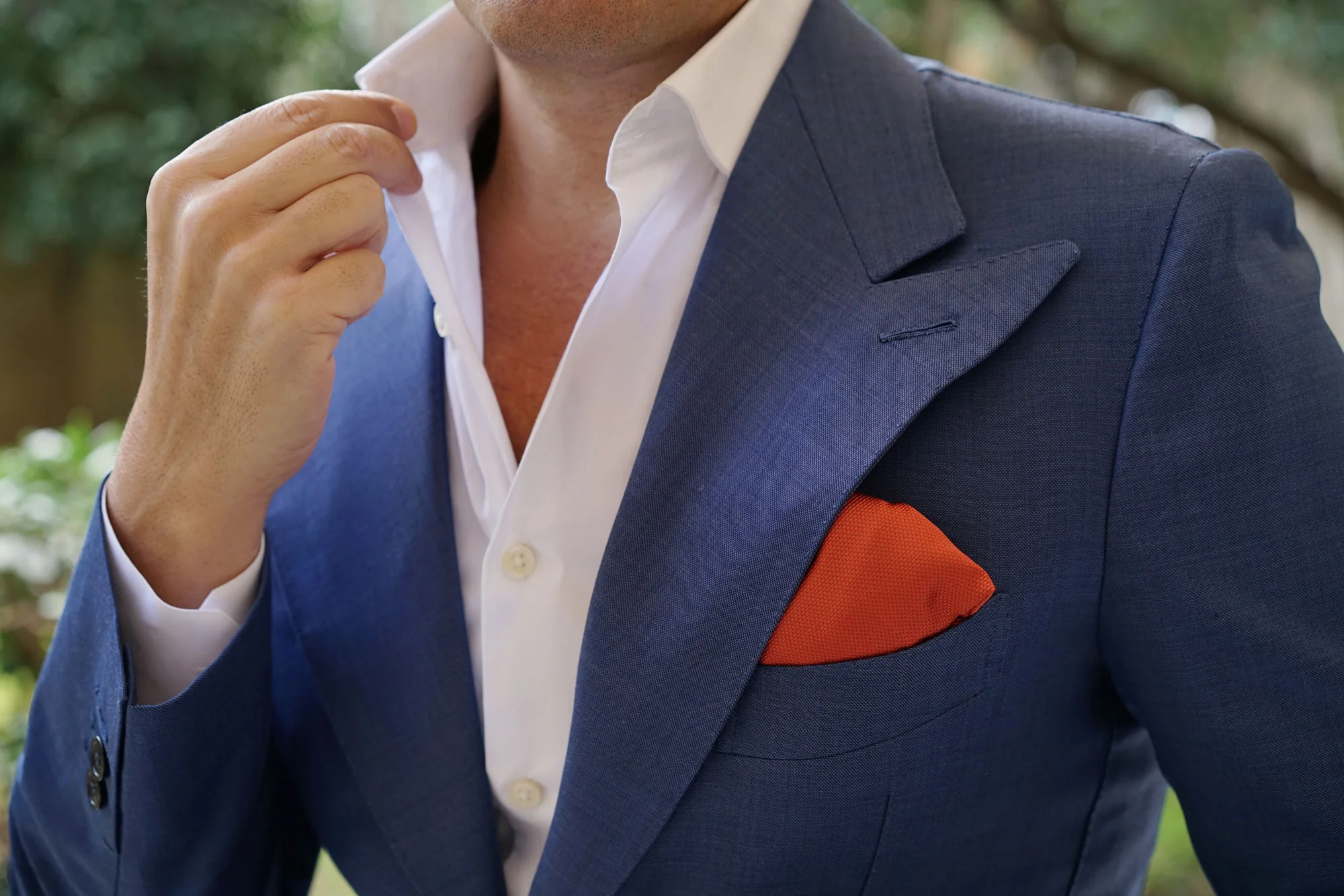 Burnt Orange Rust Weave Pocket Square - Image 8