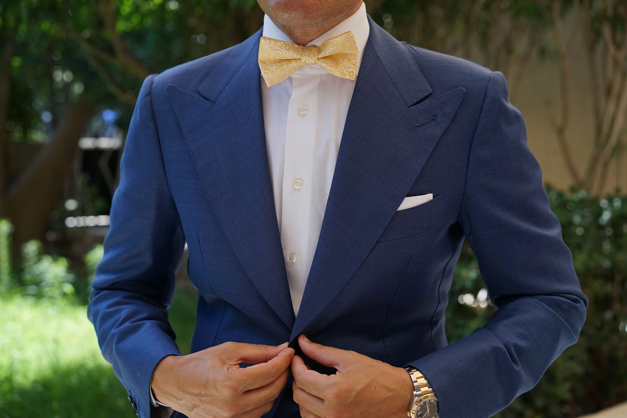 Canary Yellow Floral Fields Bow Tie - Image 3