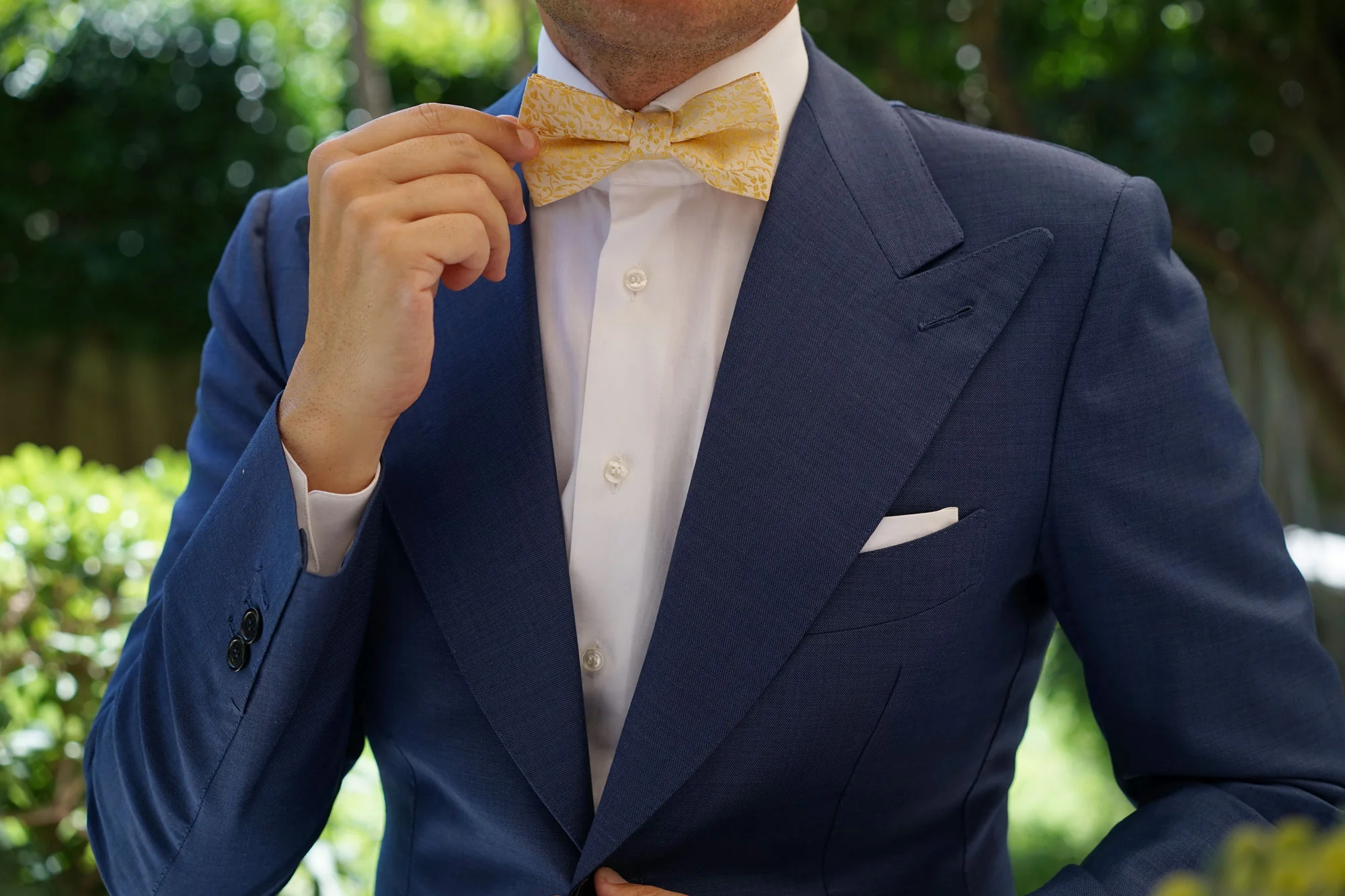 Canary Yellow Floral Fields Bow Tie - Image 6