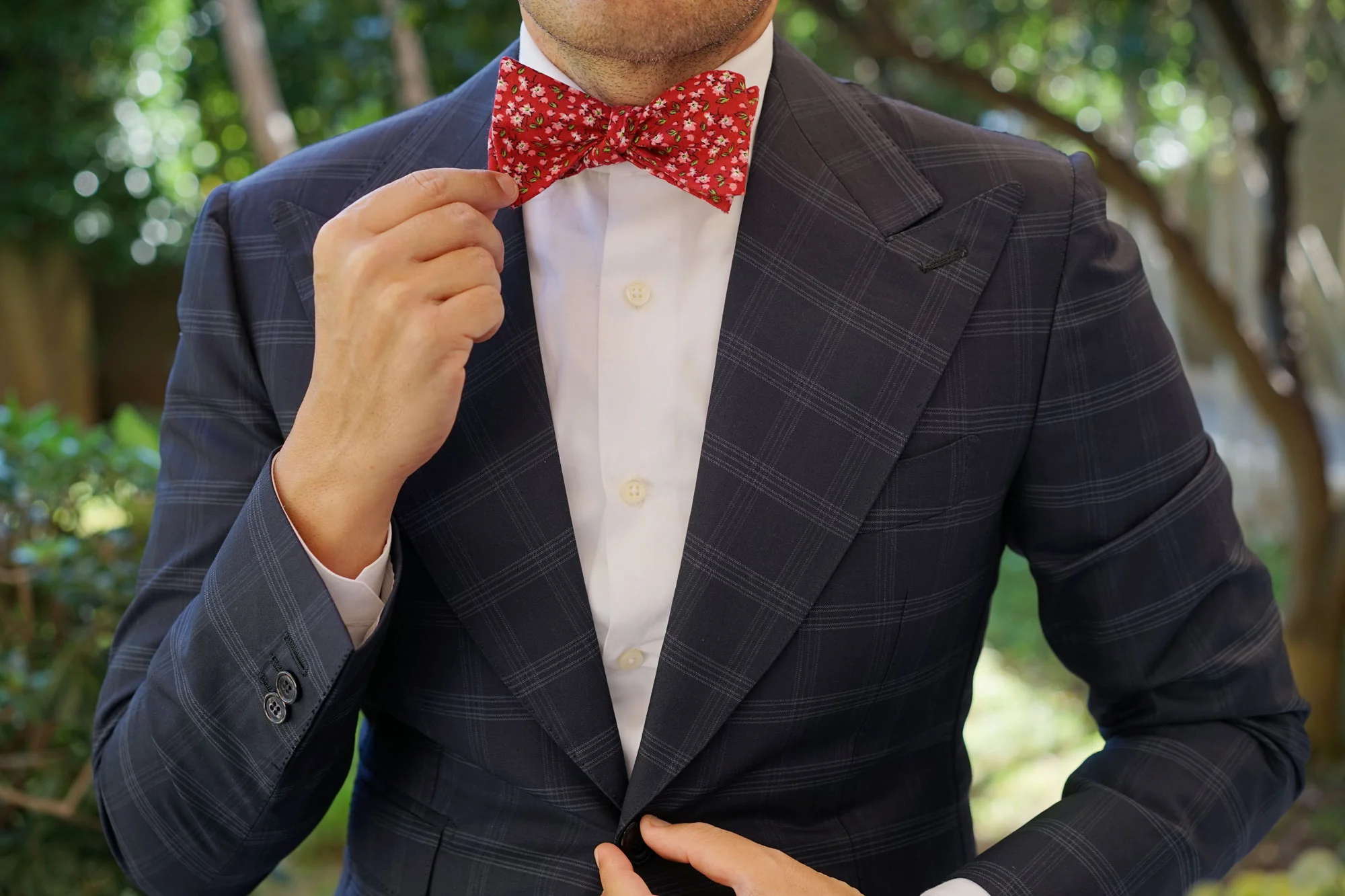 Cano Cristales Scarlet Floral Self Bow Tie - Image 6