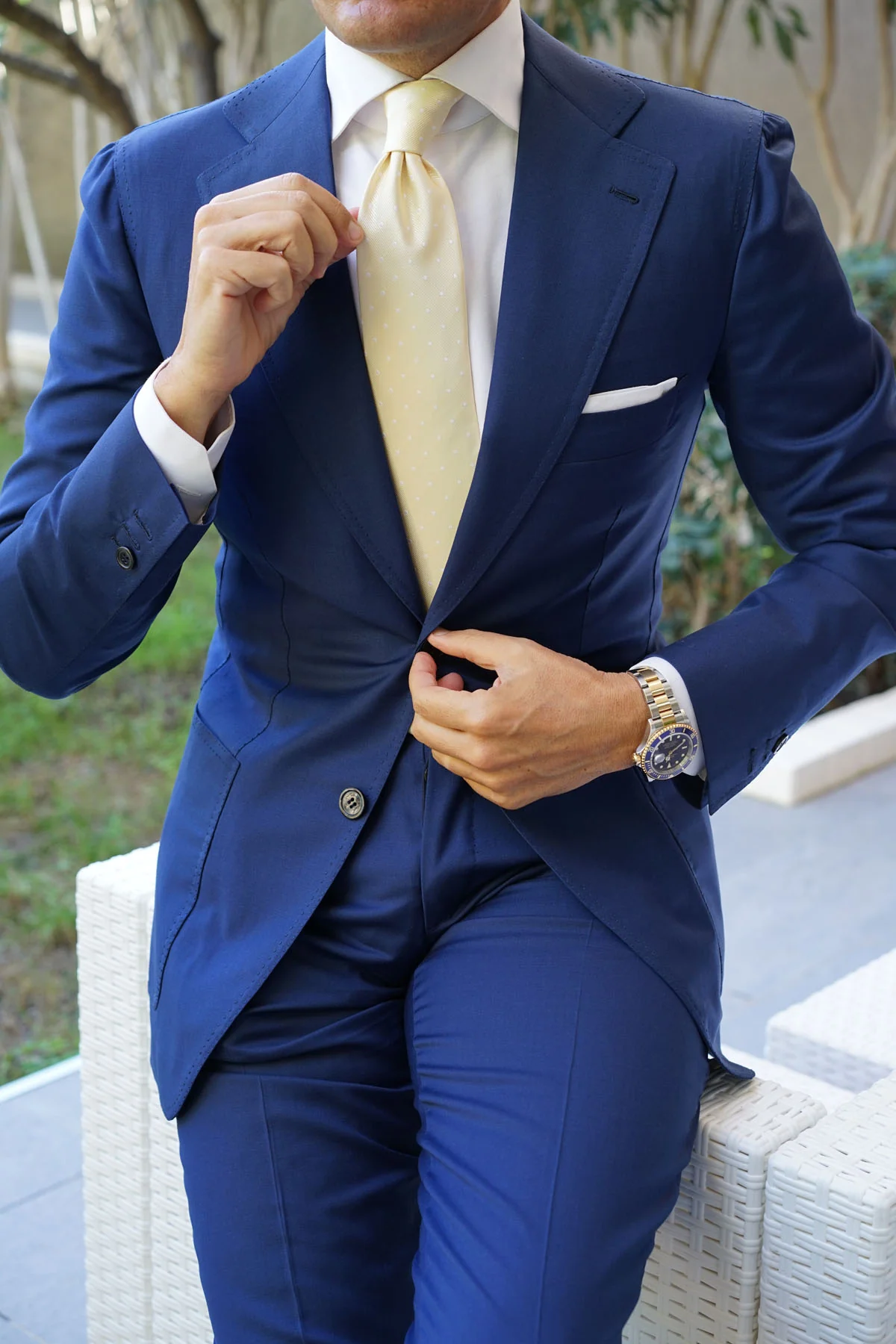 Champagne Polka Dot Necktie - Image 13