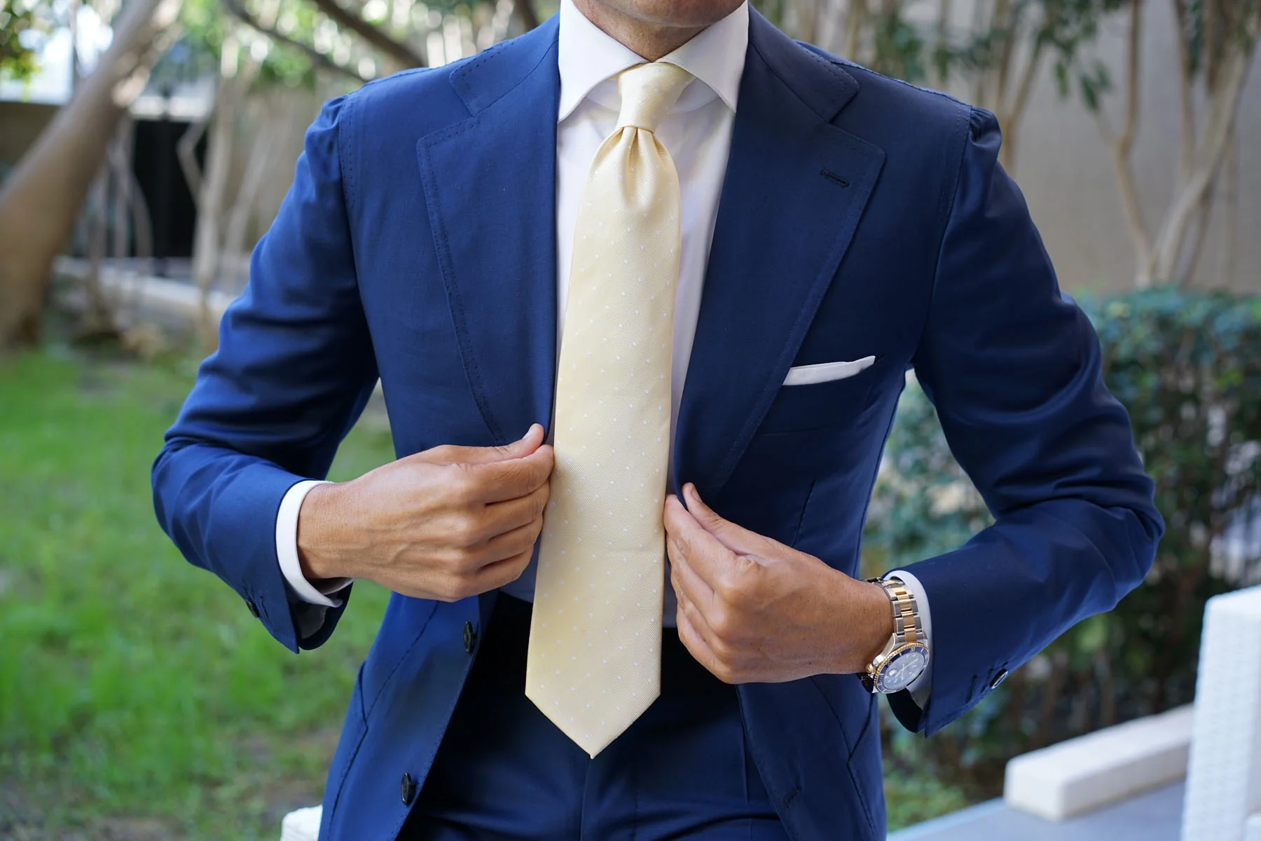 Champagne Polka Dot Necktie - Image 4