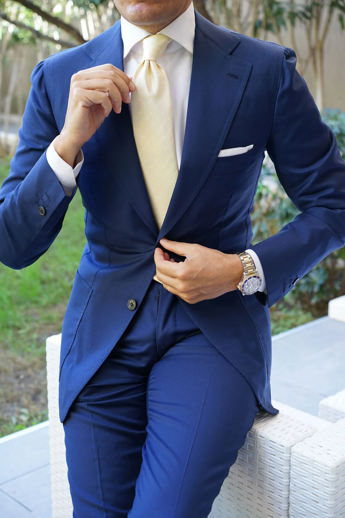 Champagne Polka Dot Necktie - Image 6