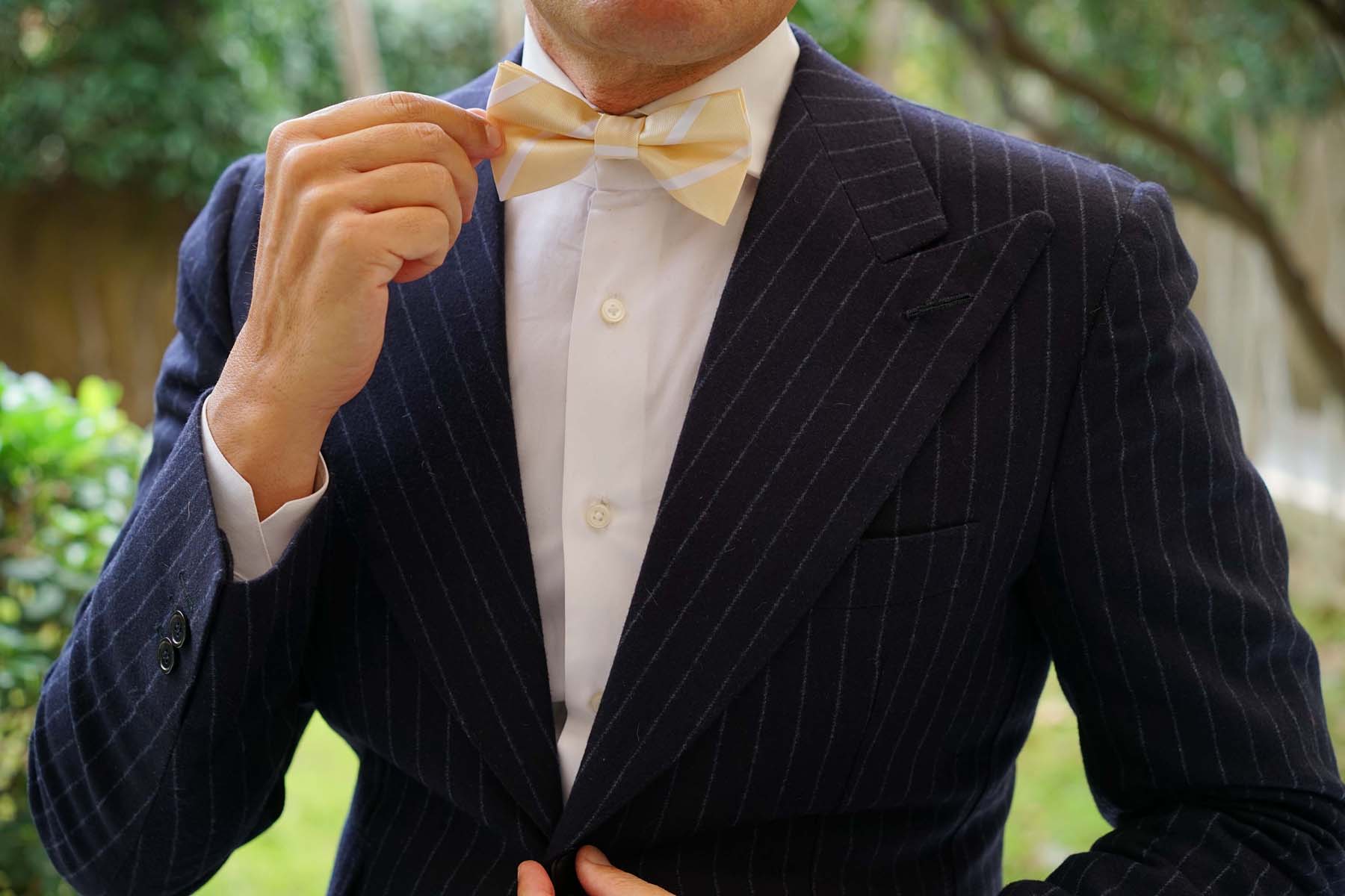 Champagne Stripe Bow Tie - Image 3