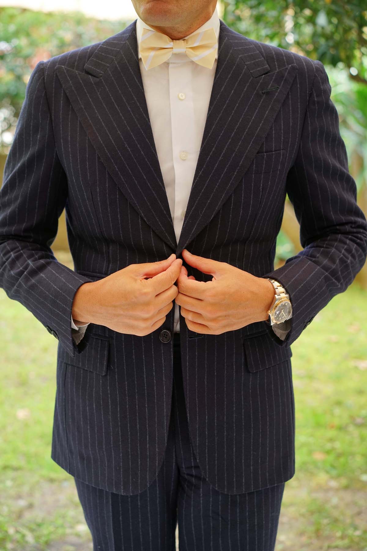Champagne Stripe Bow Tie - Image 8