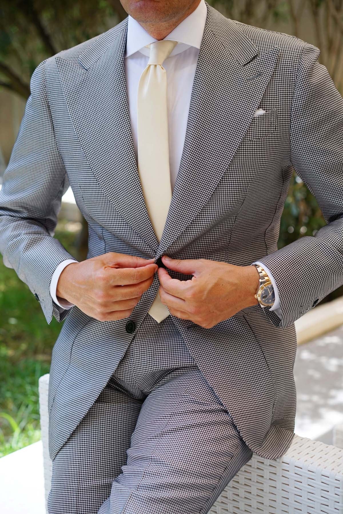 Champagne Twill Skinny Tie - Image 5