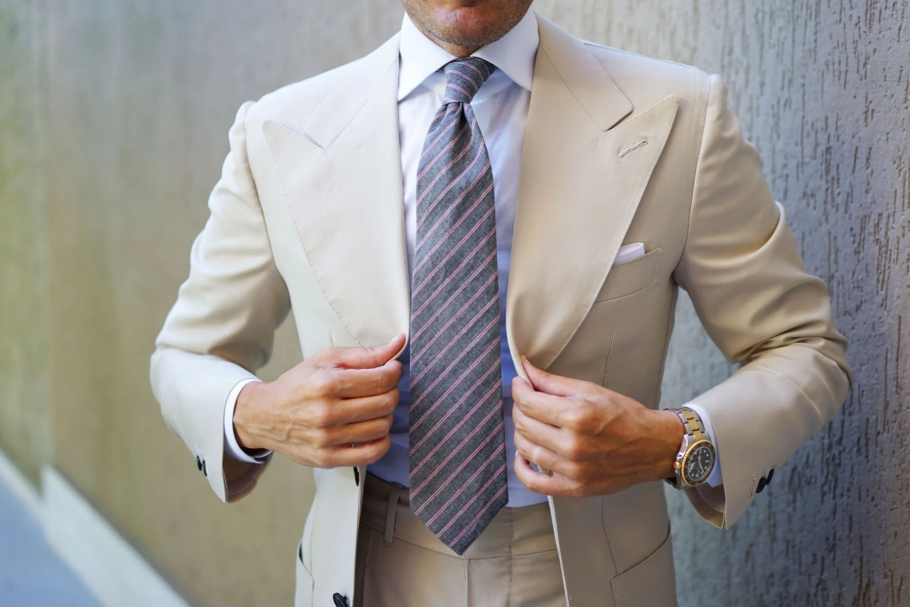 Cherry Red Pinstripe Tie - Image 14