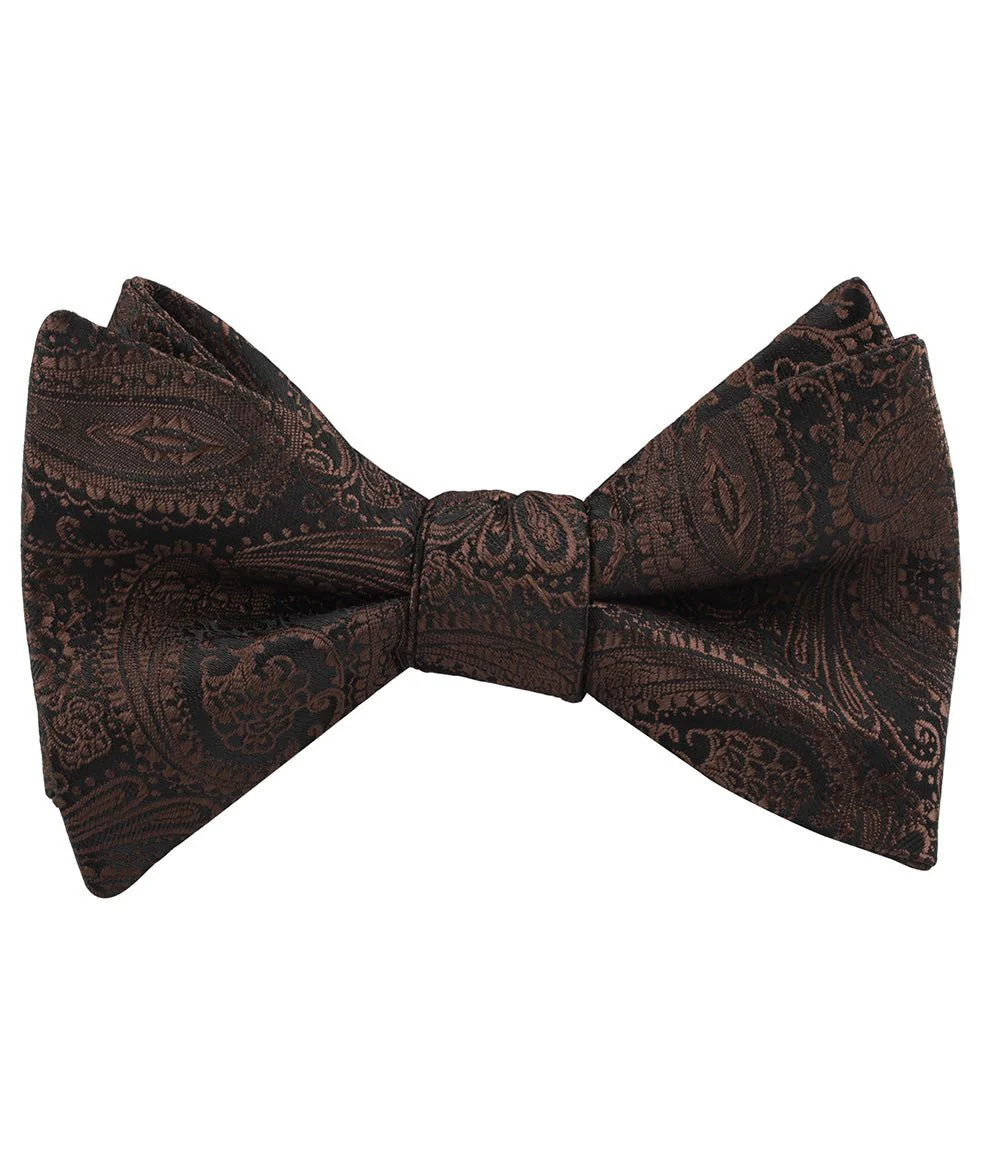 Cinnamon Brown Paisley Self Bow Tie - Image 2