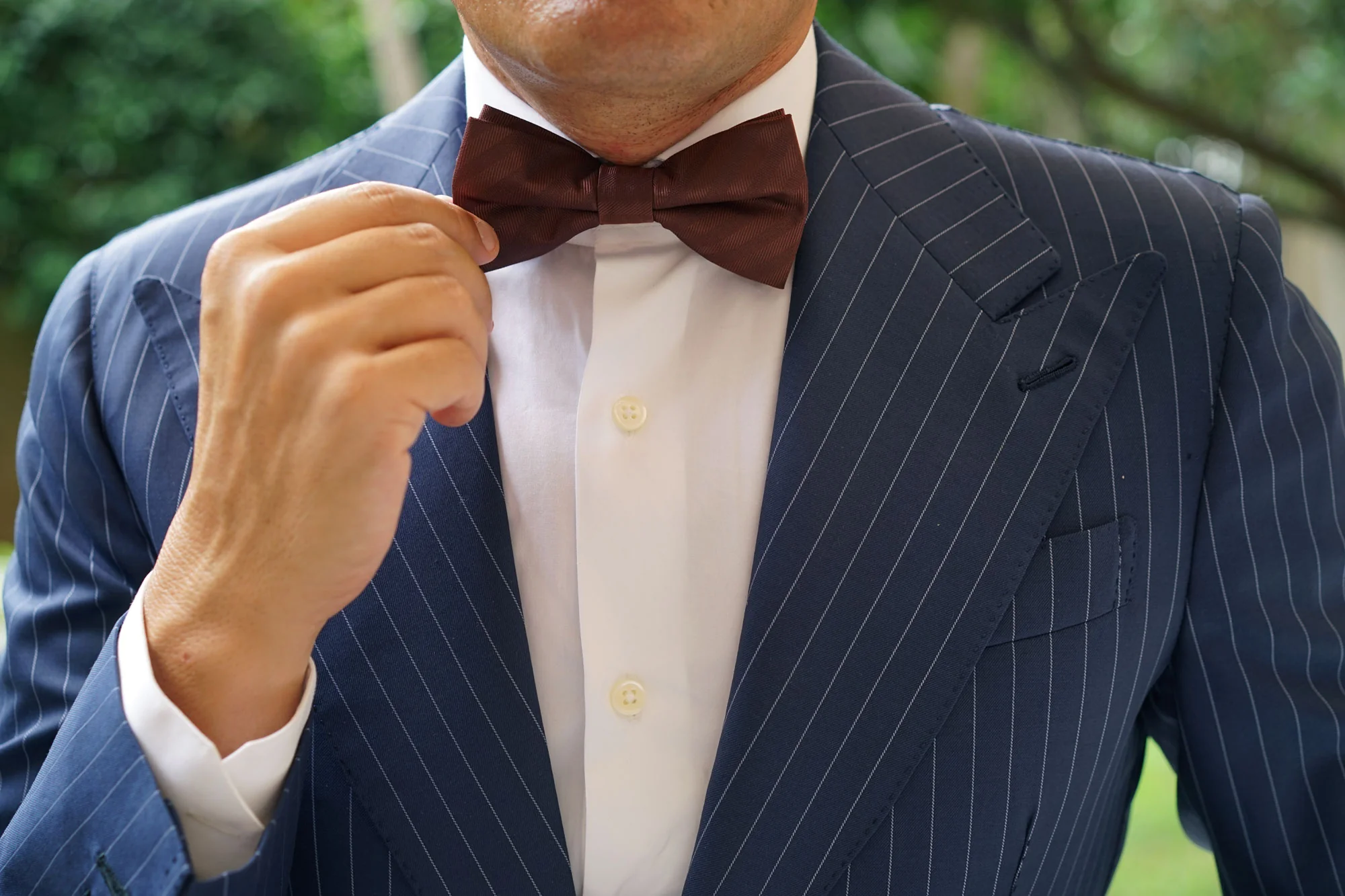 Cinnamon Brown Striped Bow Tie - Image 6