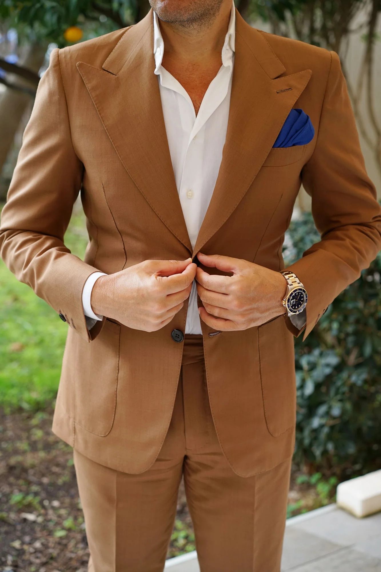 Cobalt Blue Linen Pocket Square - Image 4