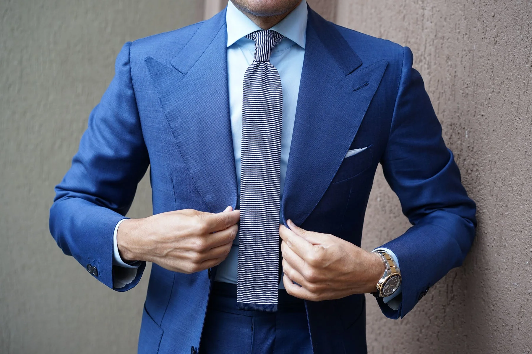 Coolidge Navy Blue Pattern Knitted Tie - Image 8