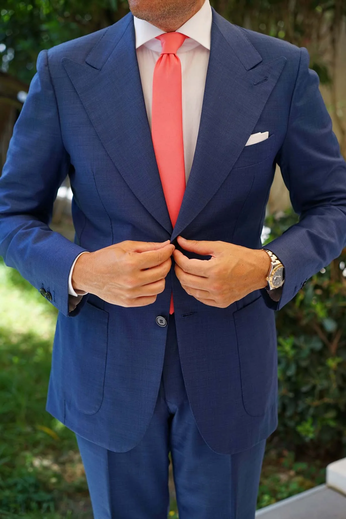 Coral Reef Satin Skinny Tie - Image 5
