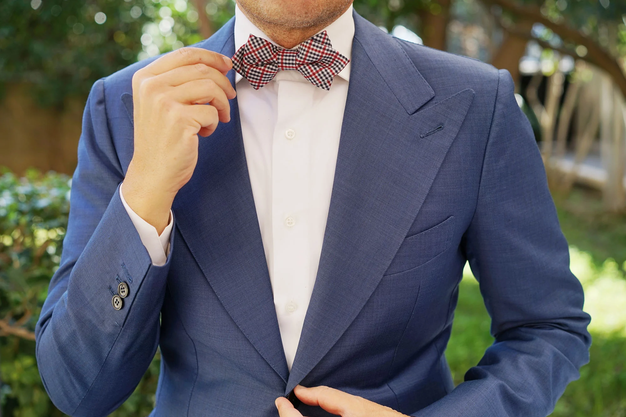 Crimson Gingham Diamond Bow Tie - Image 7