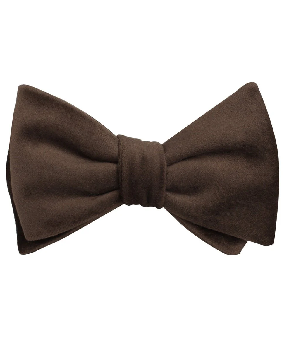 Dark Brown Velvet Self Bow Tie - Image 2