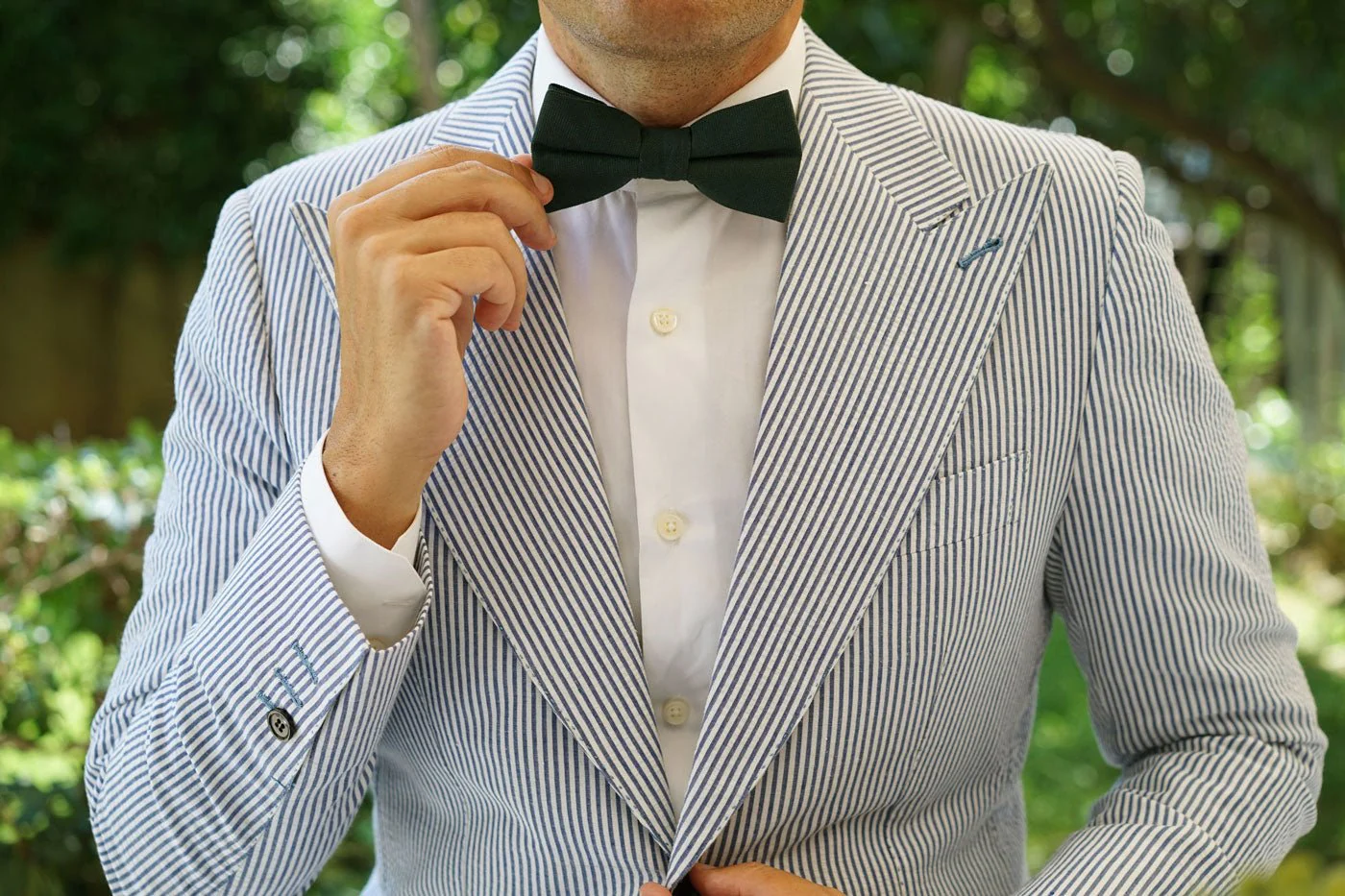 Dark Emerald Green Linen Bow Tie - Image 5