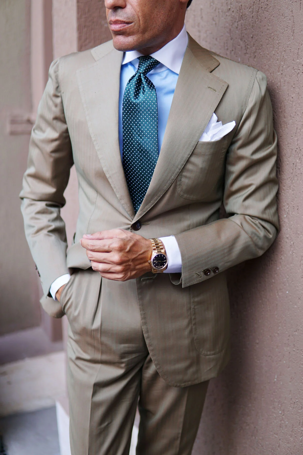 Dark Green Mini Polka Dots Necktie - Image 21