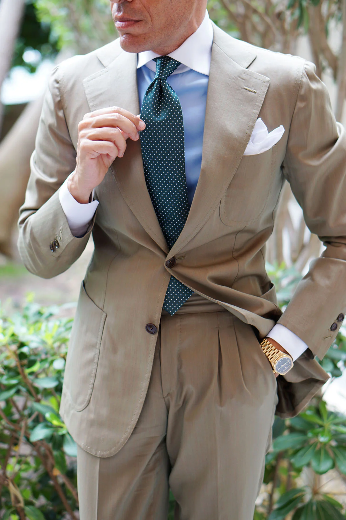 Dark Green Mini Polka Dots Necktie - Image 24
