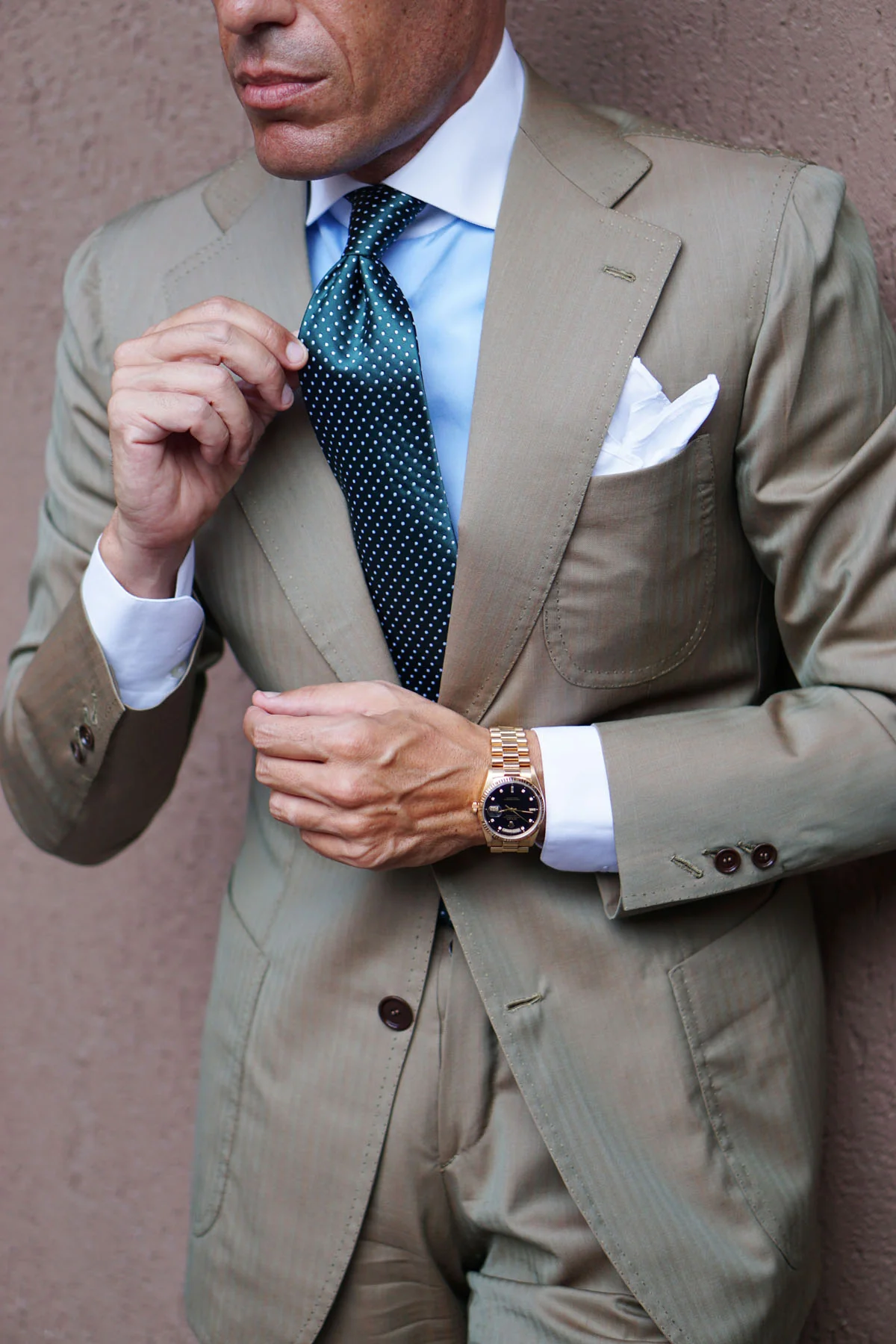 Dark Green Mini Polka Dots Necktie - Image 27