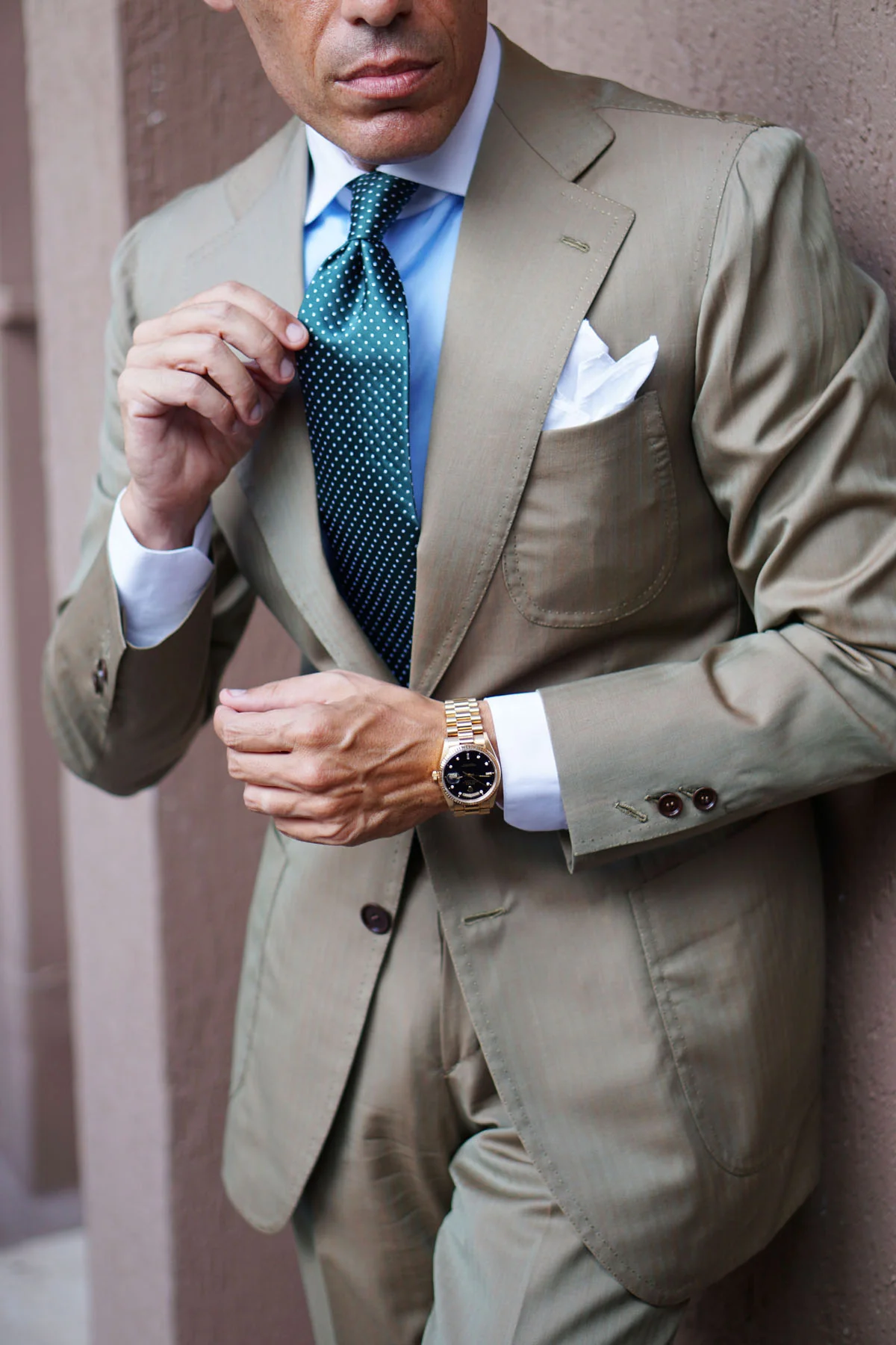 Dark Green Mini Polka Dots Necktie - Image 33