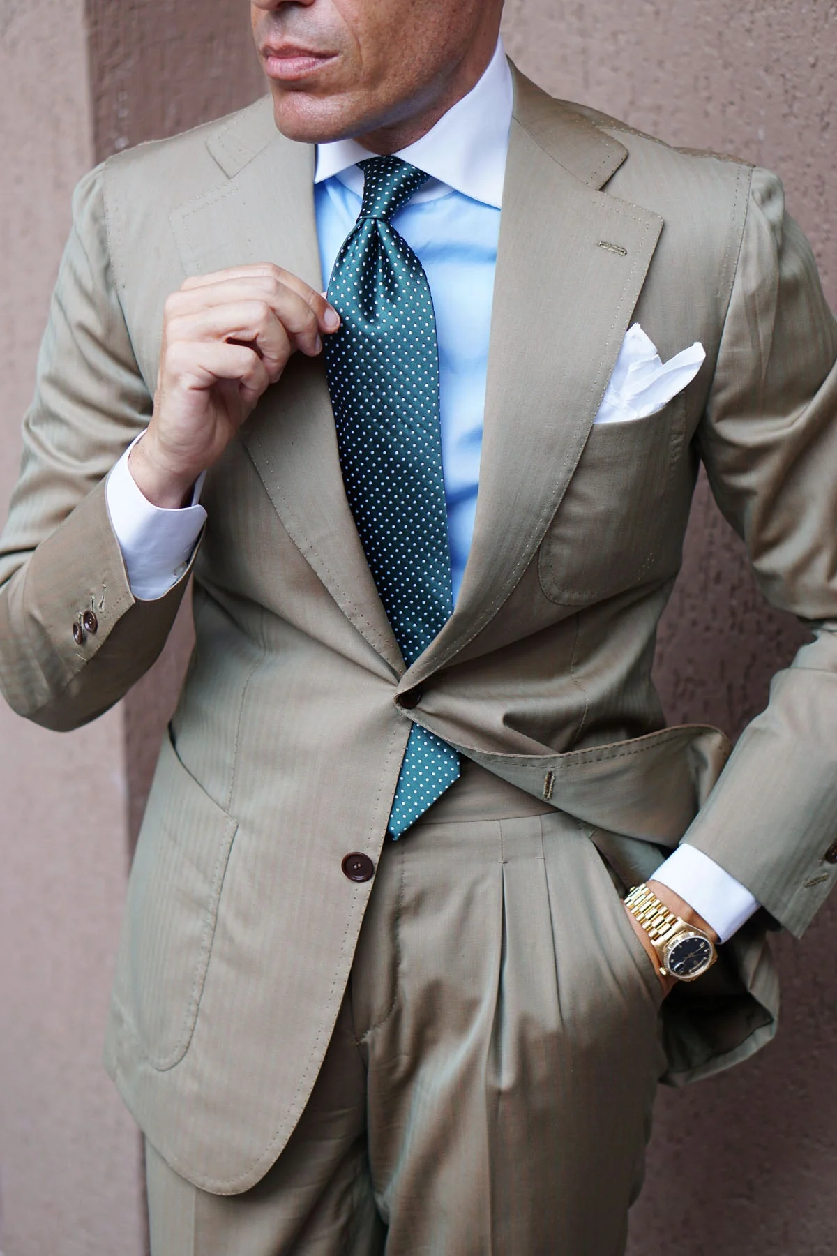 Dark Green Mini Polka Dots Necktie - Image 35