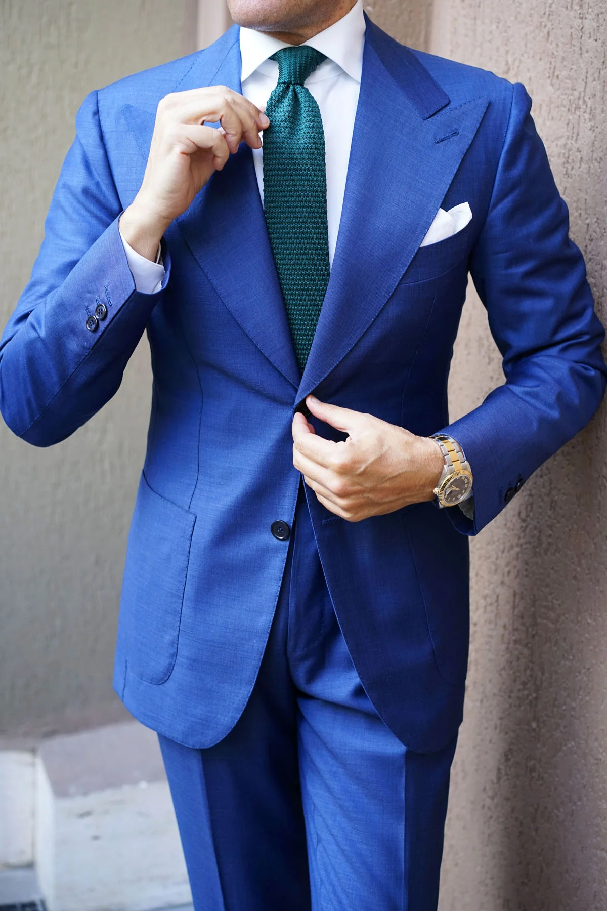Dark Green Pointed Knitted Tie - Image 10