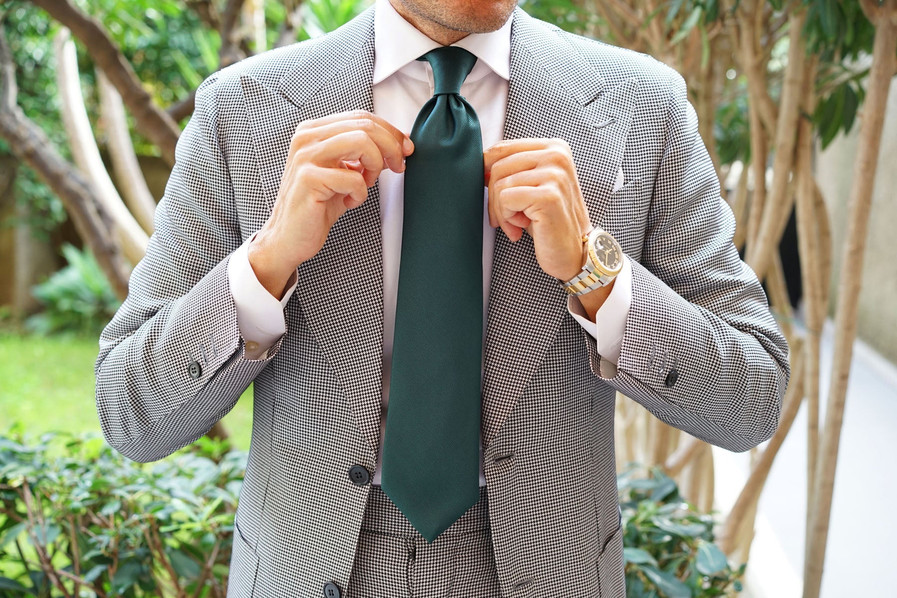 Dark Green Weave Necktie - Image 6
