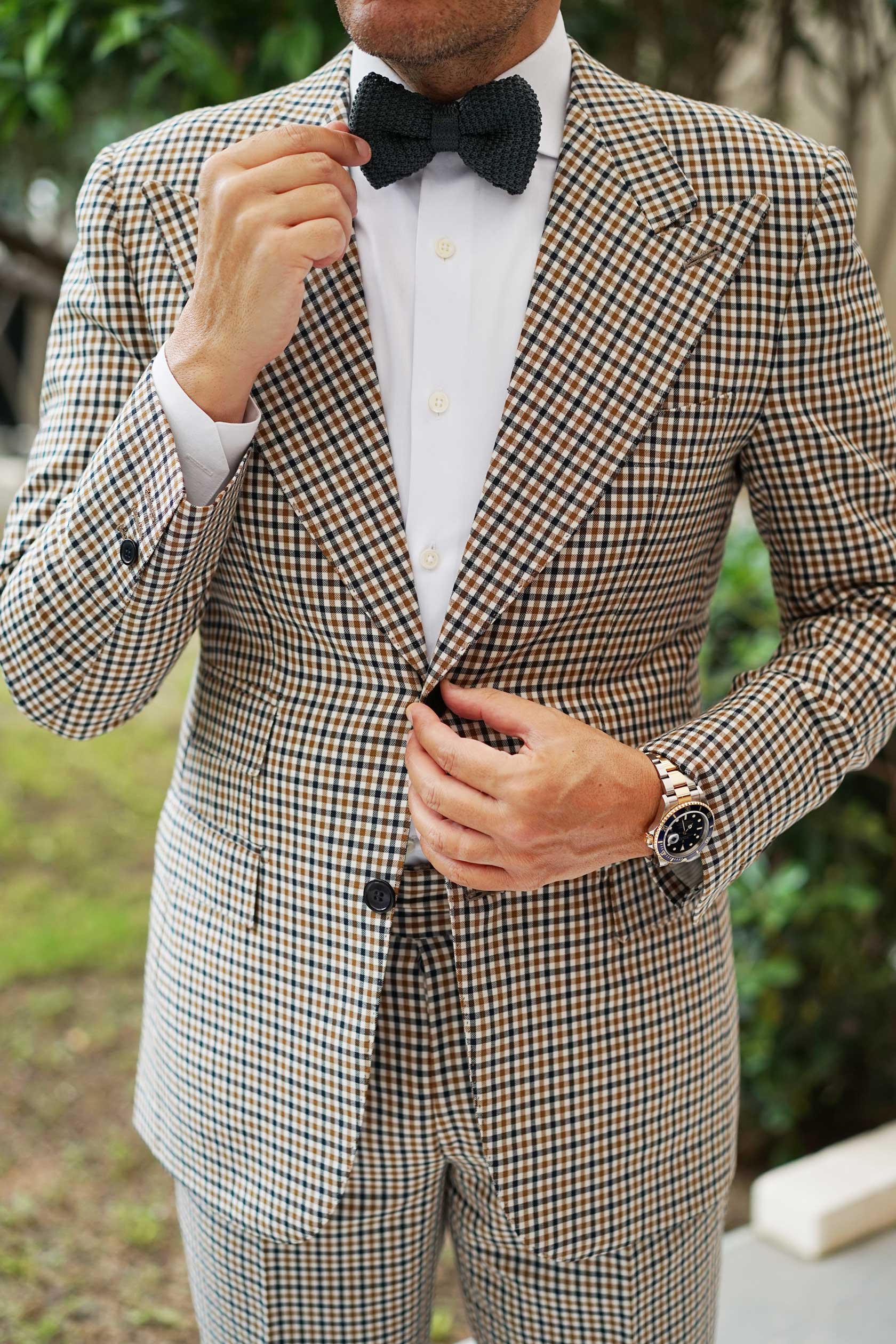 Dark Grey Knitted Bow Tie - Image 5