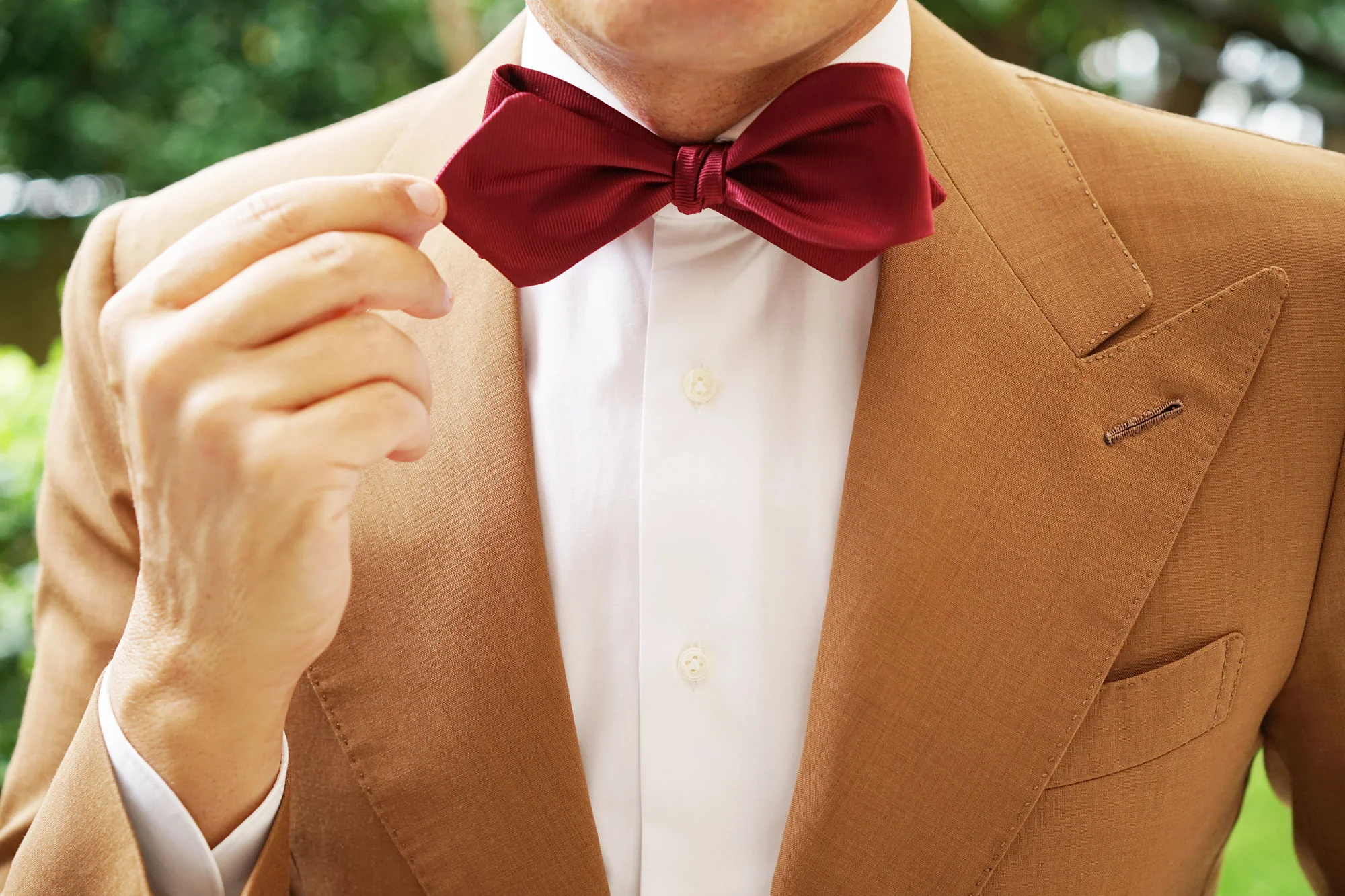Dark Maroon Self Tie Diamond Tip Bow Tie - Image 11