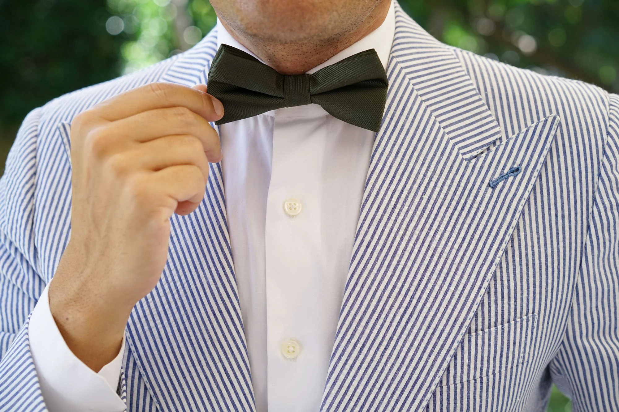 Dark Olive Green Weave Bow Tie - Image 6