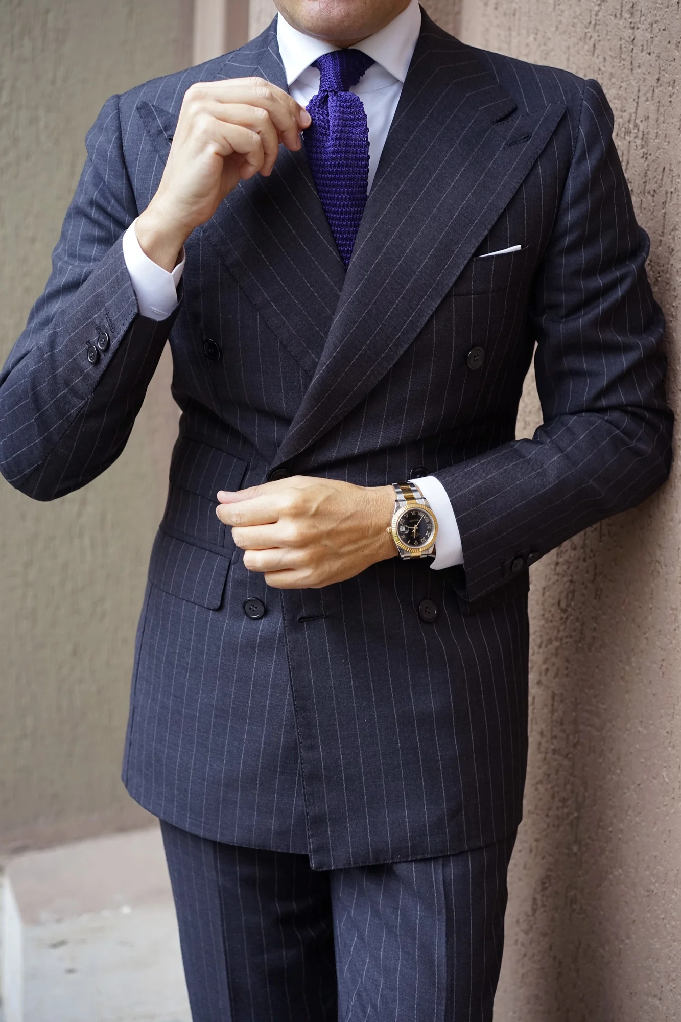 Dark Purple Pointed Knitted Tie - Image 4