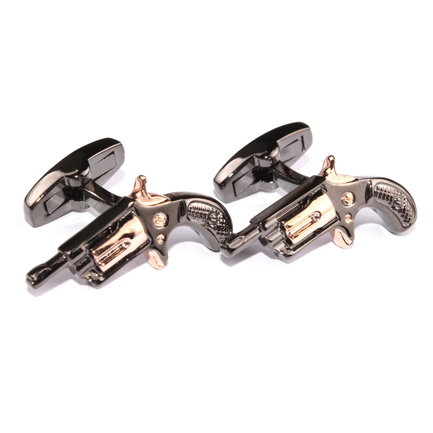 Dark Revolver Gun Cufflinks - Image 2