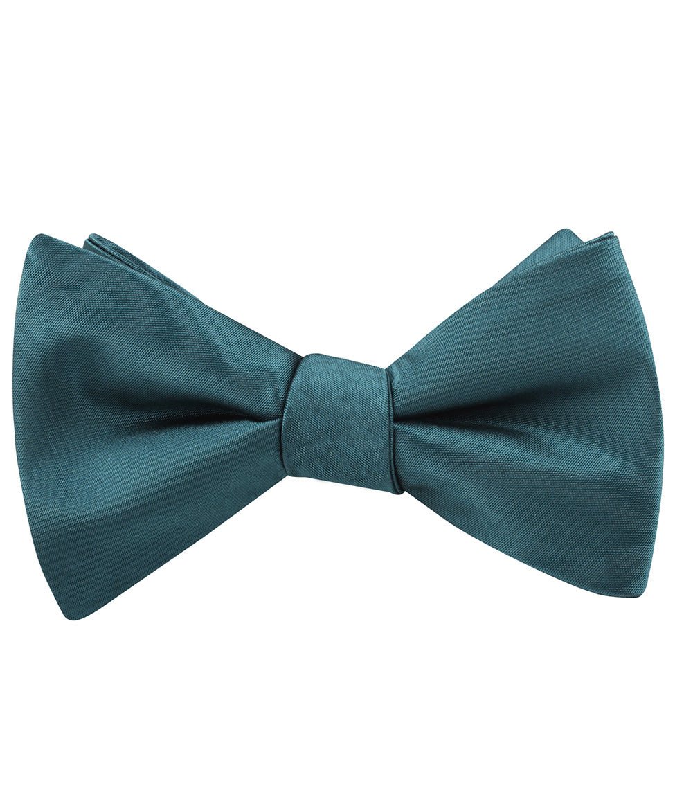 Deep Jade Satin Self Bow Tie - Image 2