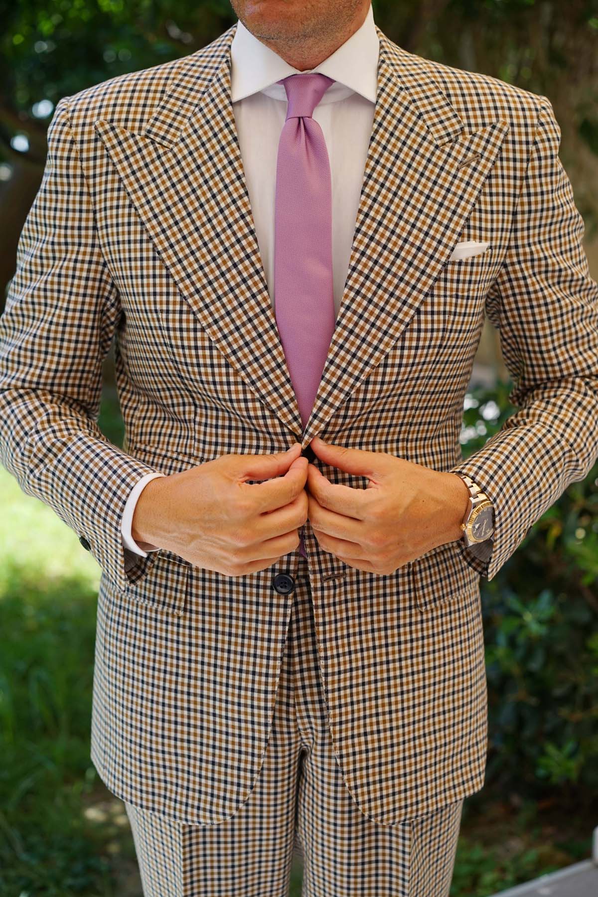 Deep Wisteria Purple Weave Skinny Tie - Image 5