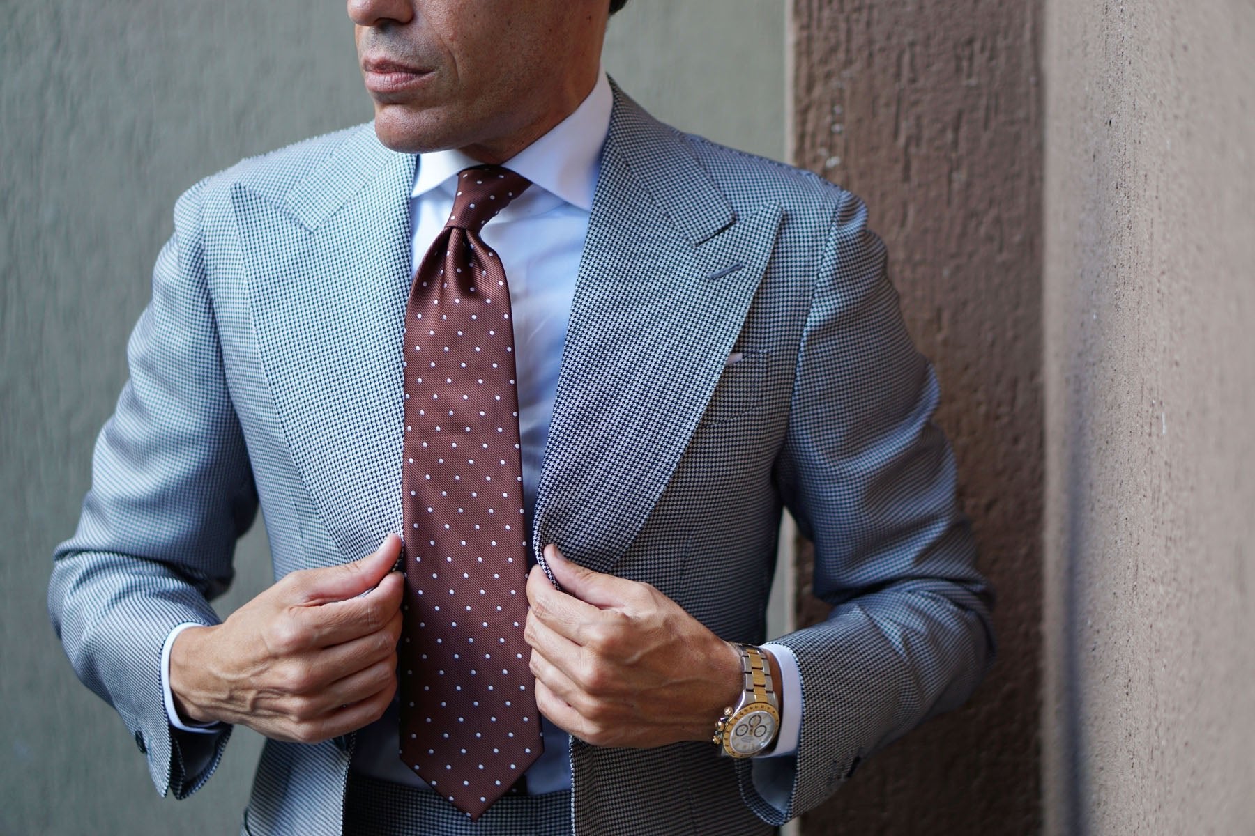 Desert Brown Polka Dots Necktie - Image 4