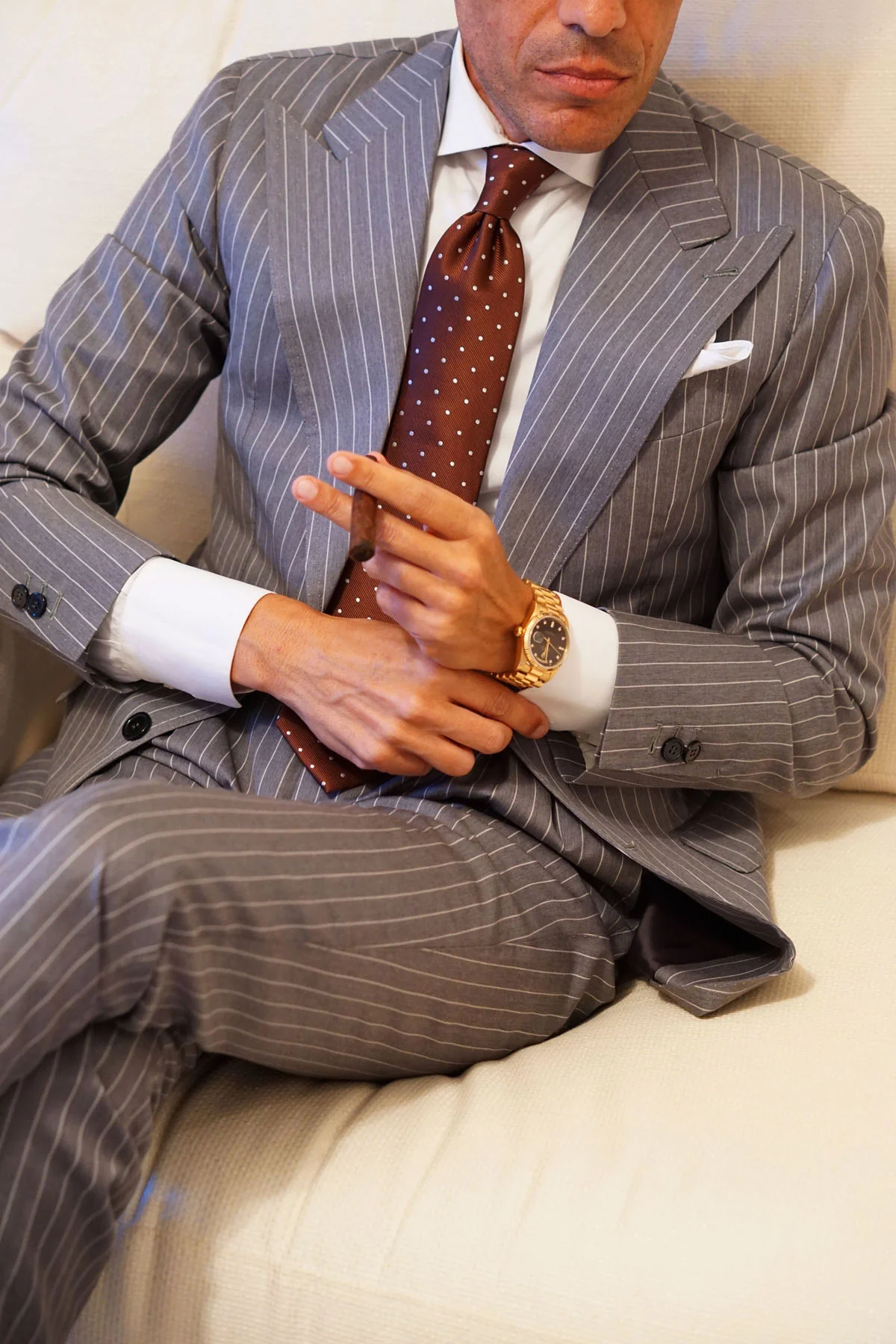Desert Brown Polka Dots Necktie - Image 8