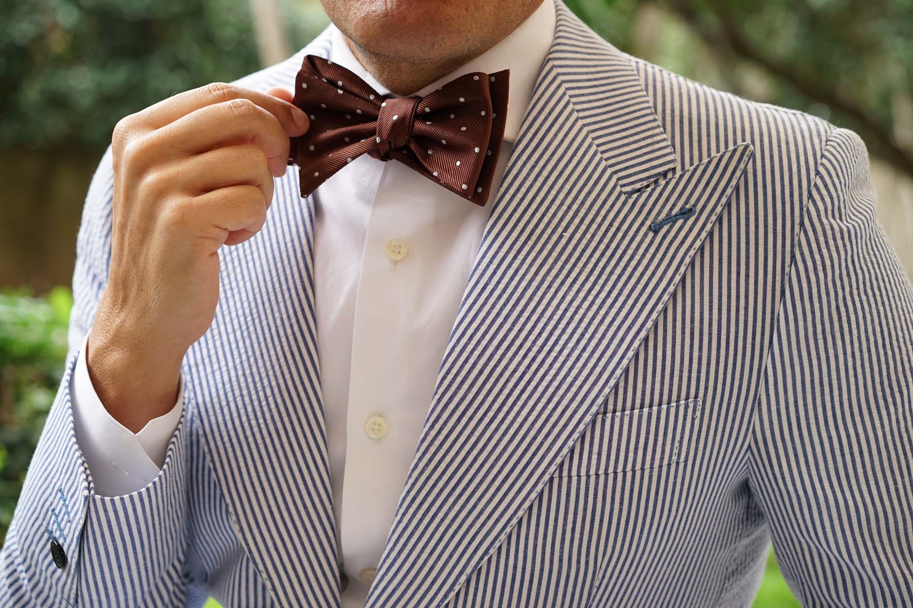 Desert Brown Polka Dots Self Bow Tie - Image 6