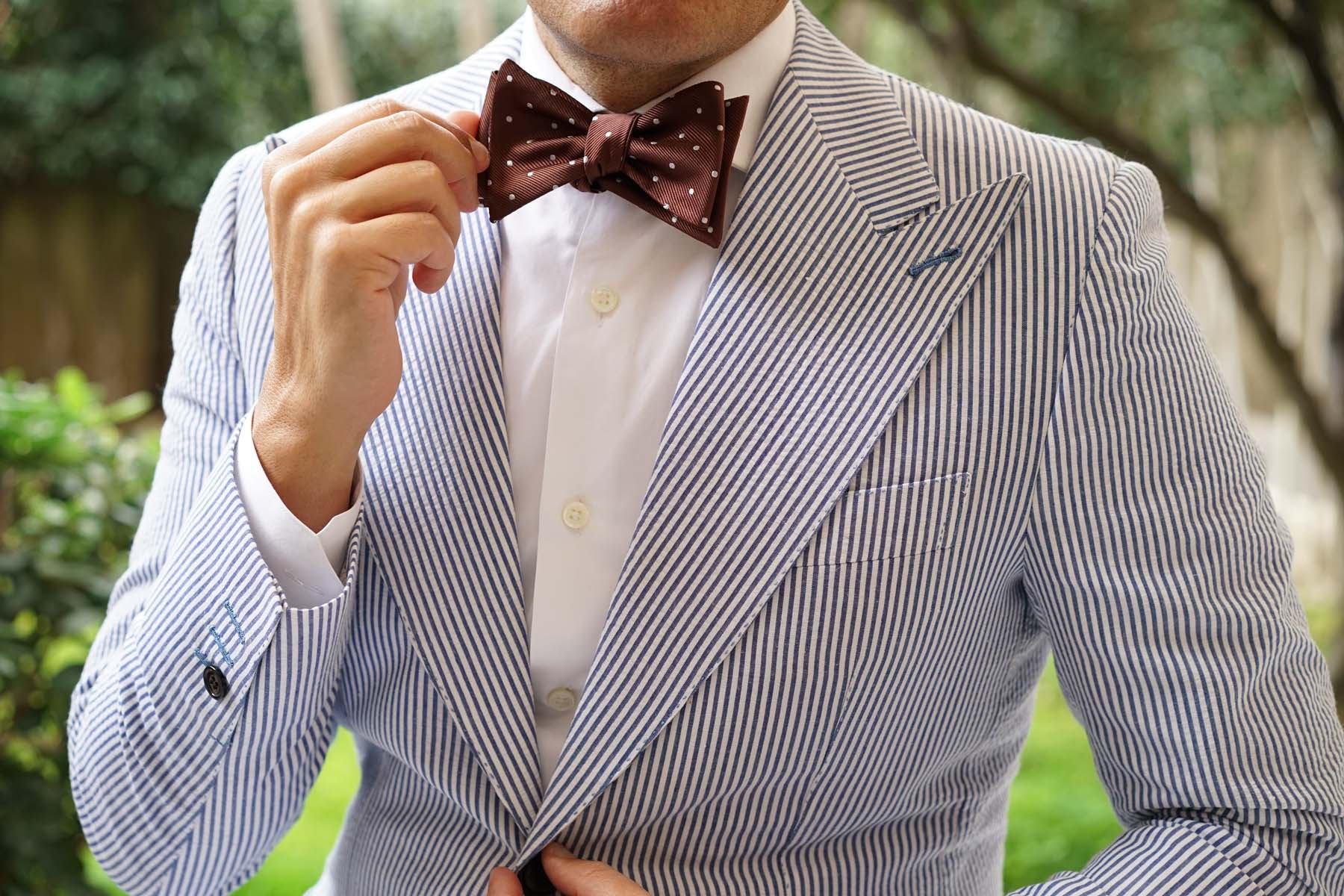 Desert Brown Polka Dots Self Bow Tie - Image 7