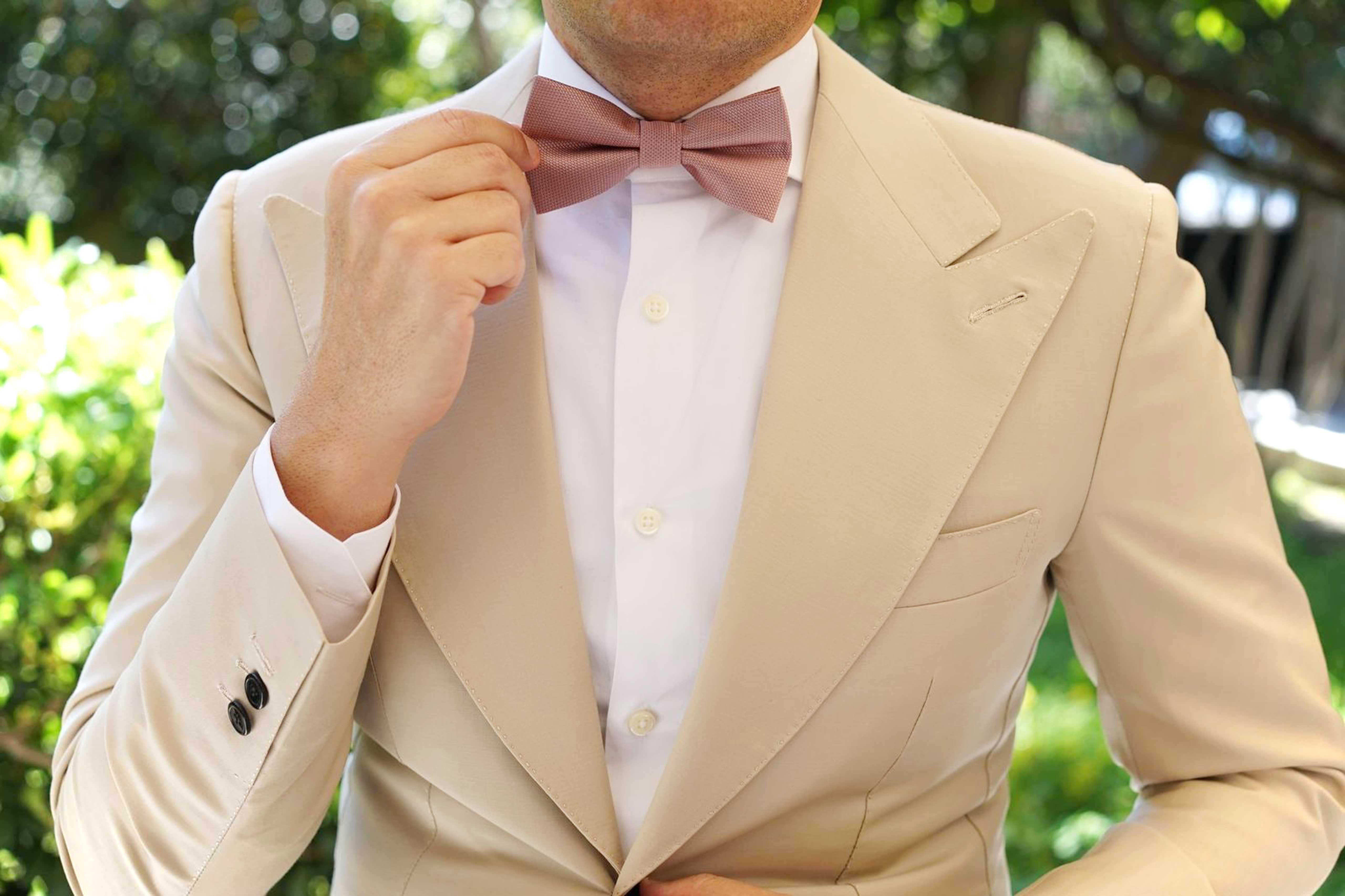 Dusty Mauve Quartz Weave Bow Tie - Image 3
