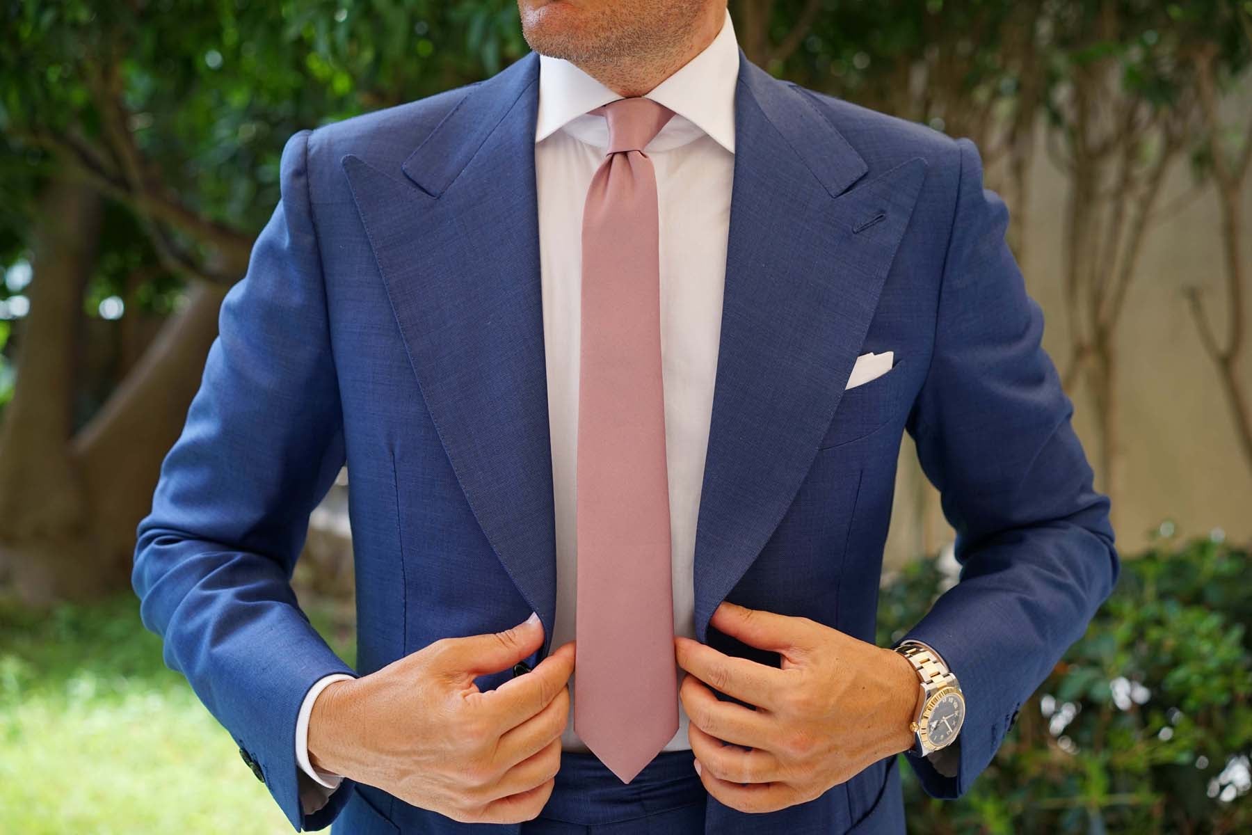 Dusty Mauve Satin Skinny Tie - Image 4