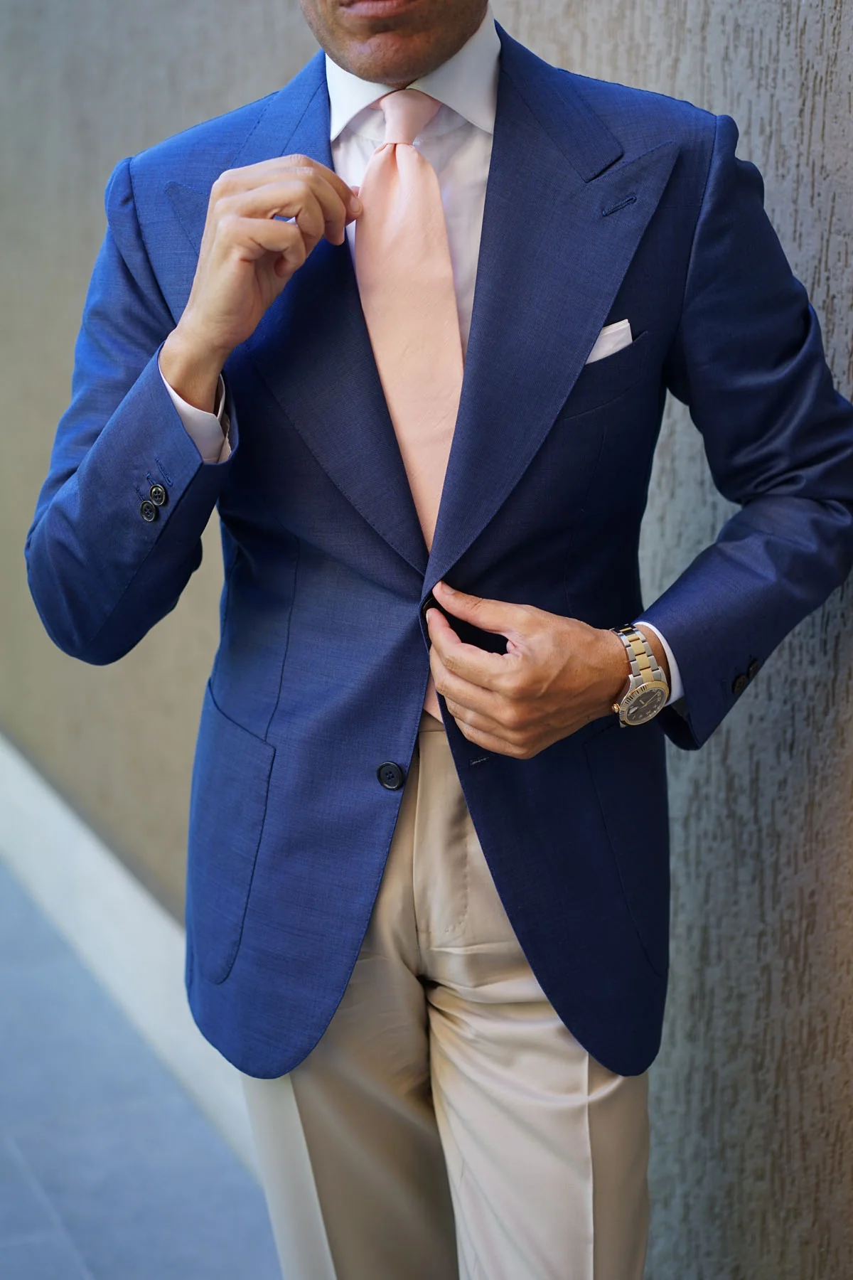 Dusty Peach Slub Linen Necktie - Image 10